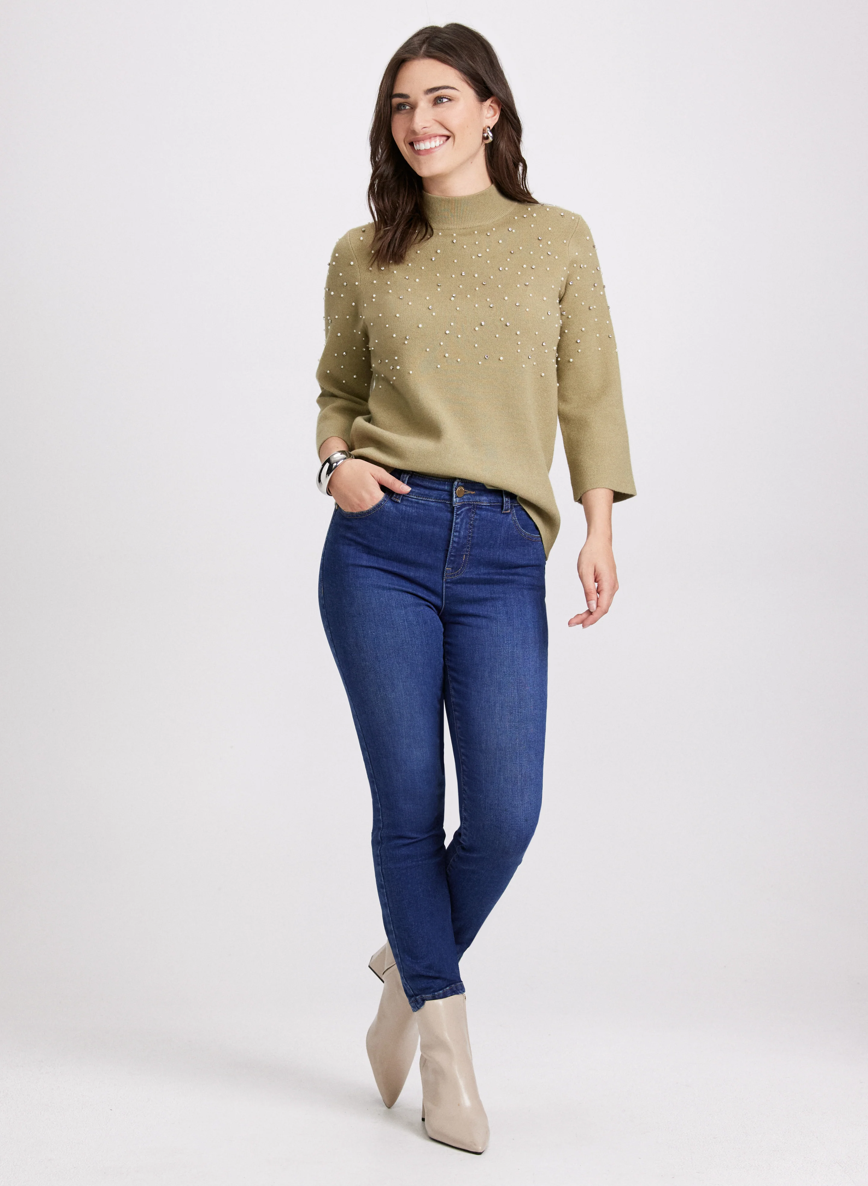 Pearl & Rhinestone Trim Sweater - Image 3