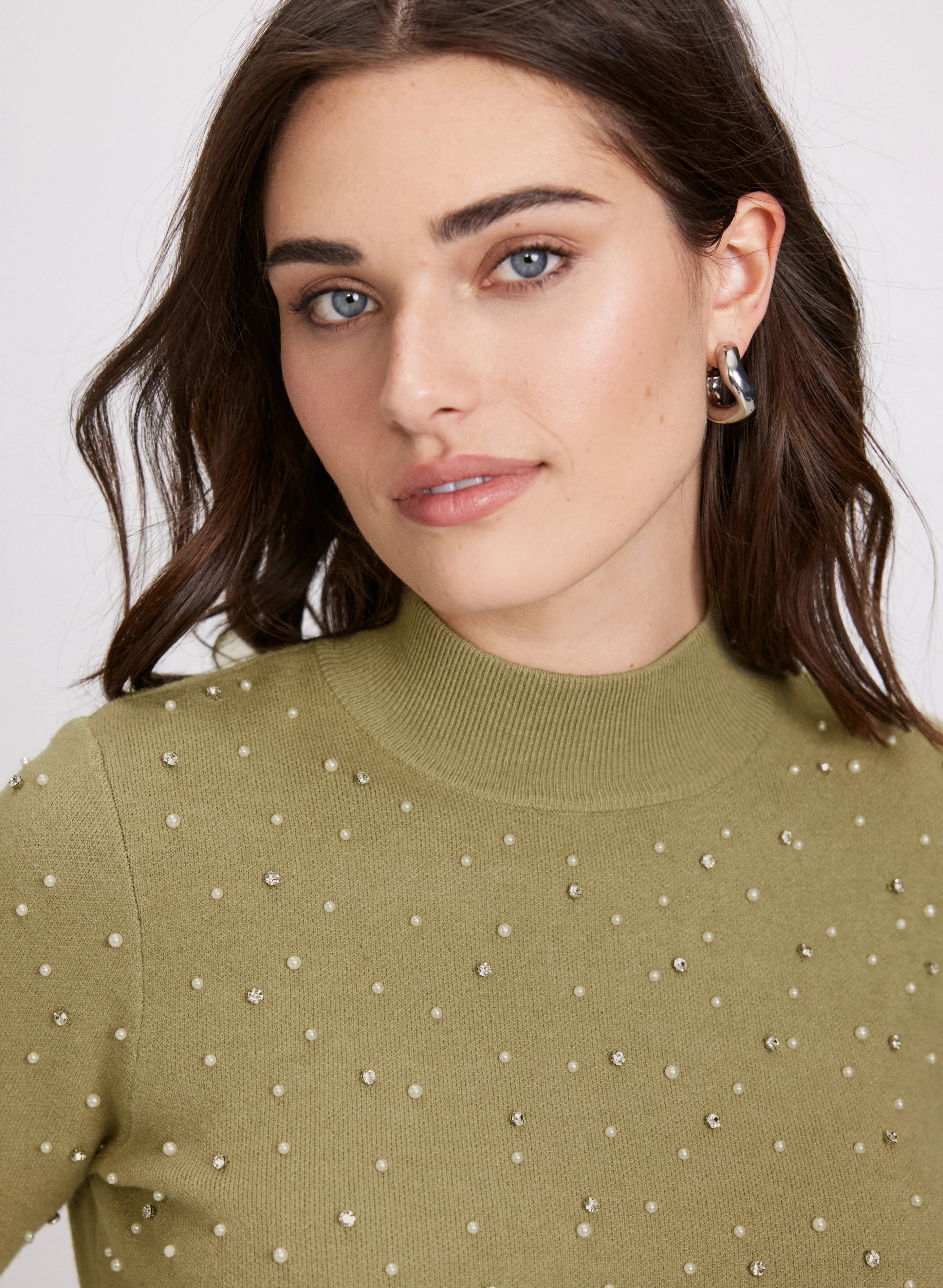 Pearl & Rhinestone Trim Sweater - Image 5