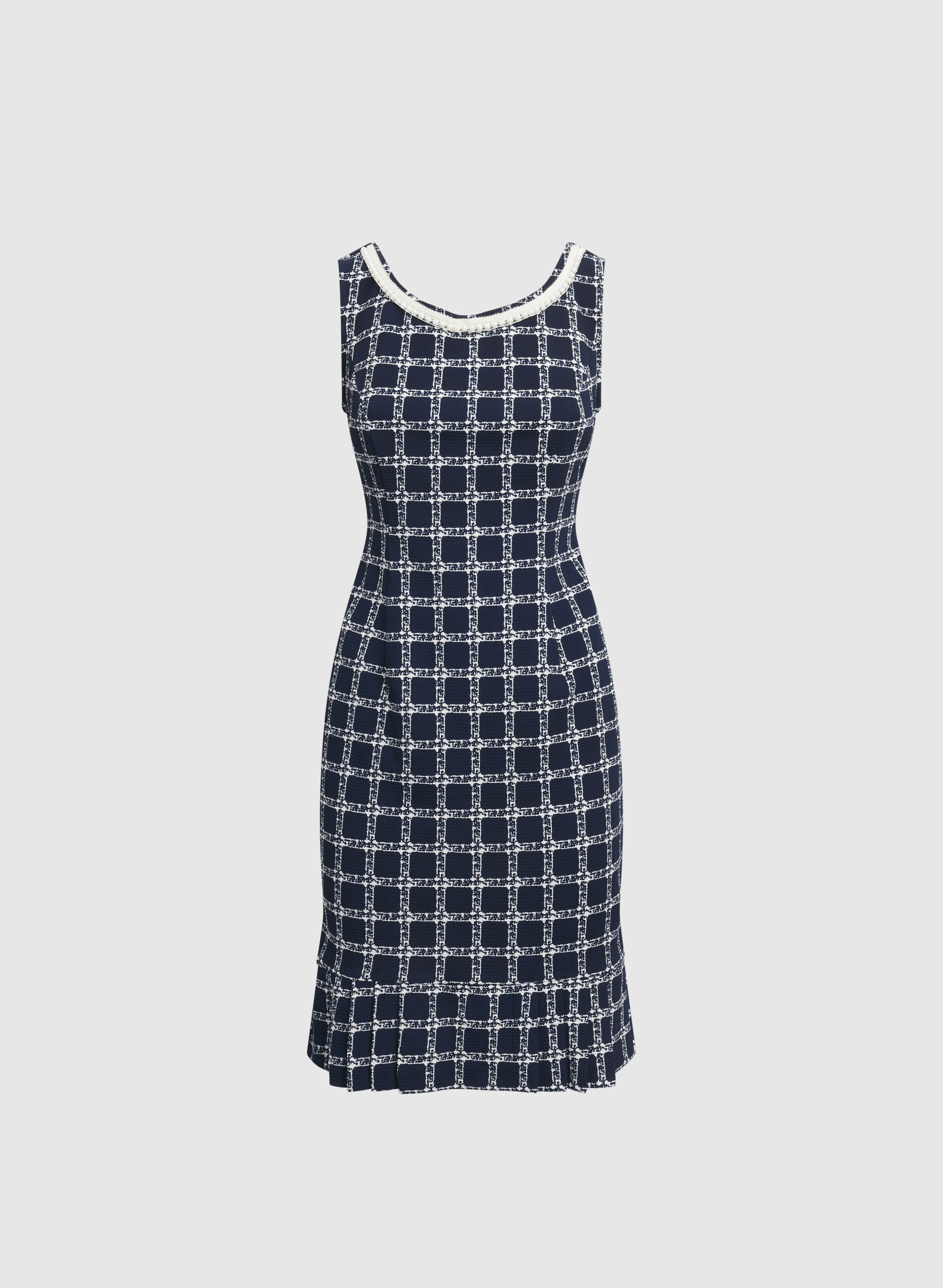 Pearl Trim Jacket & Plaid Dress Set - Image 8