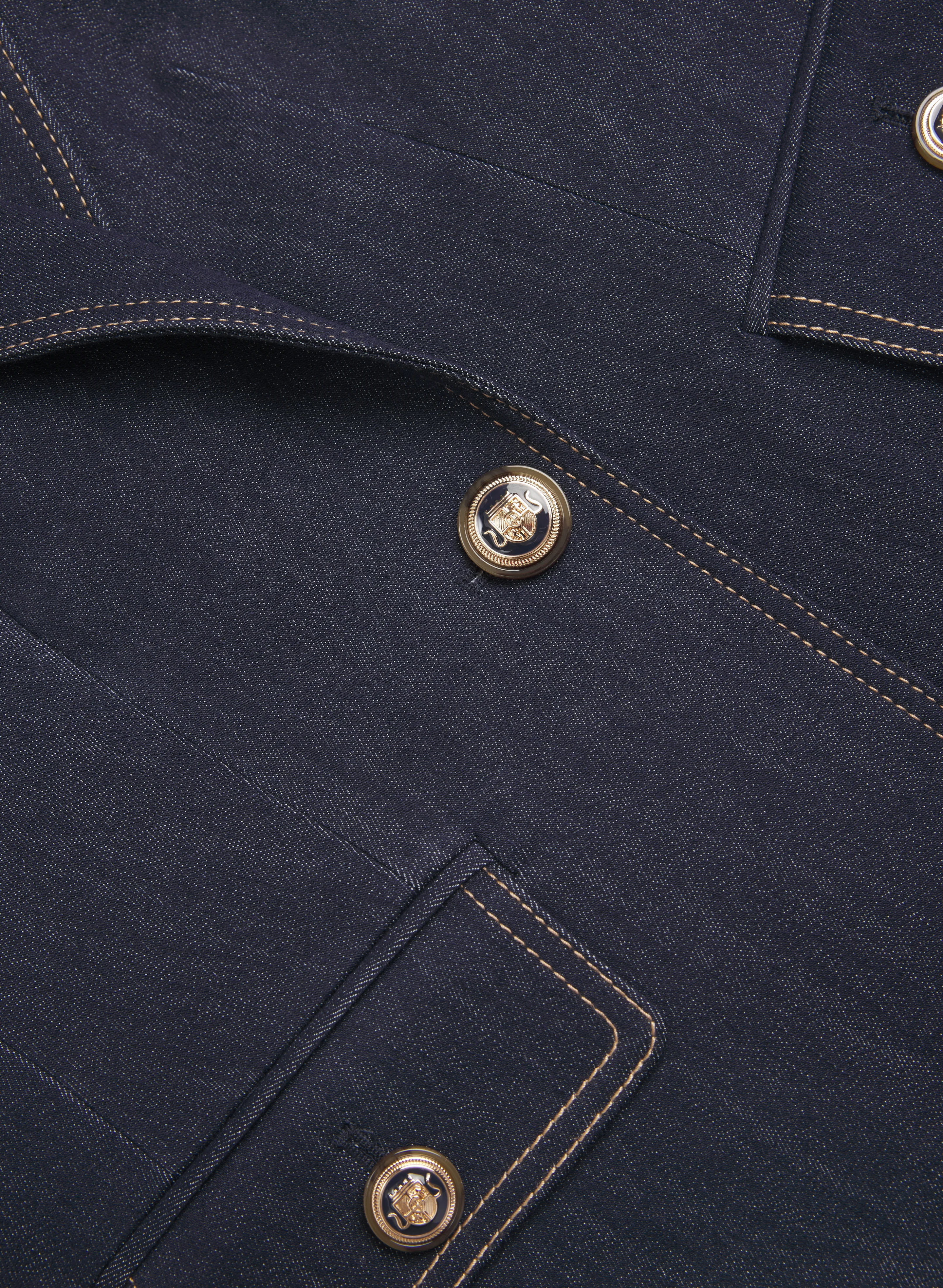 Peplum Detail Denim Blazer - Image 8
