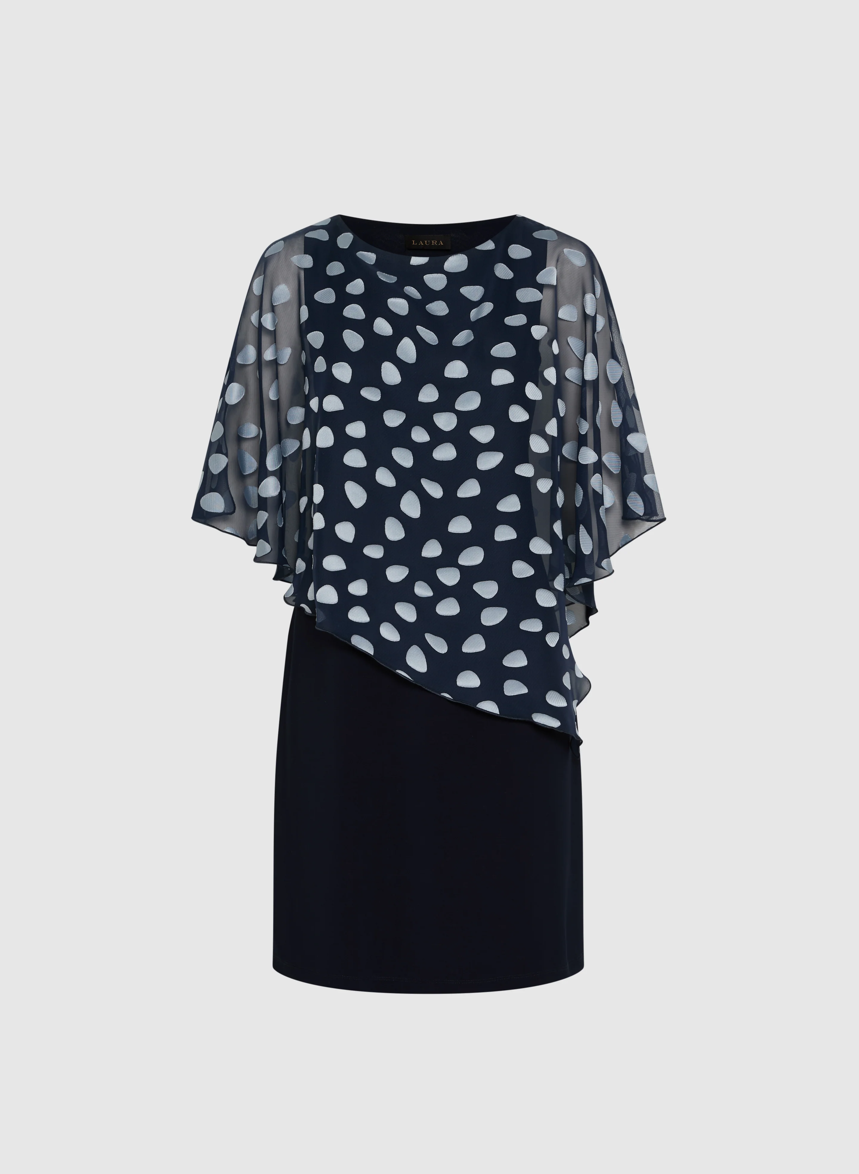 Petal Print Cape Overlay Dress - Image 6