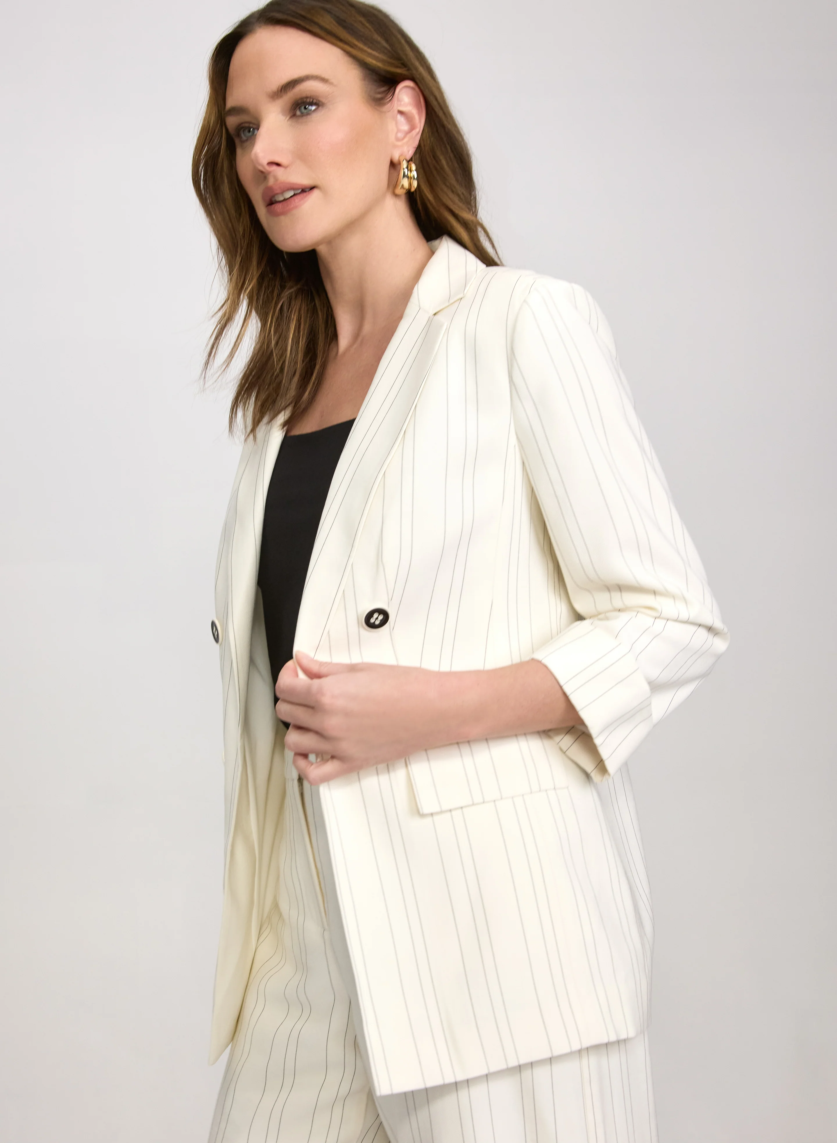 Pin Stripe Open-Front Blazer - Image 3