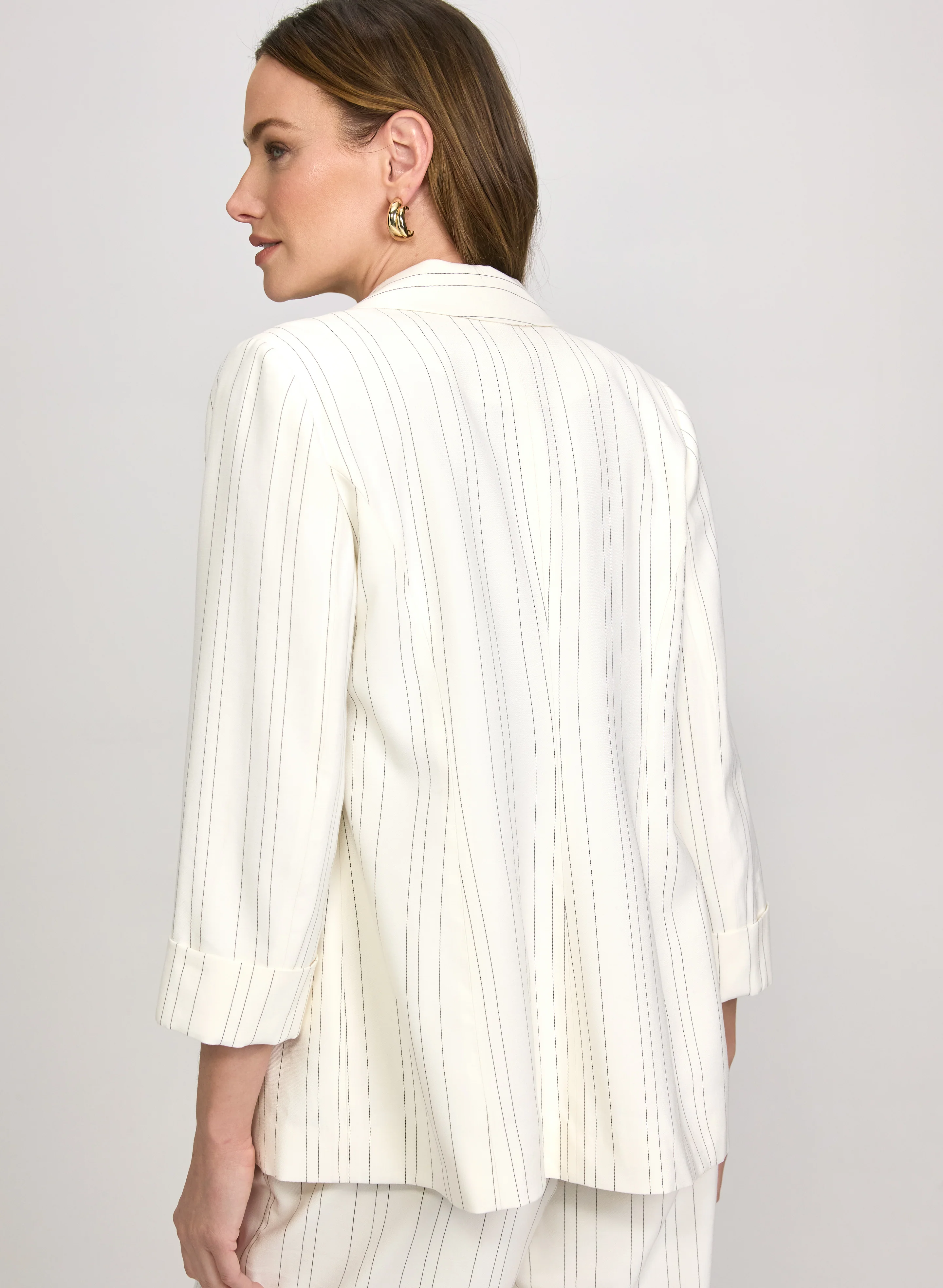 Pin Stripe Open-Front Blazer - Image 4
