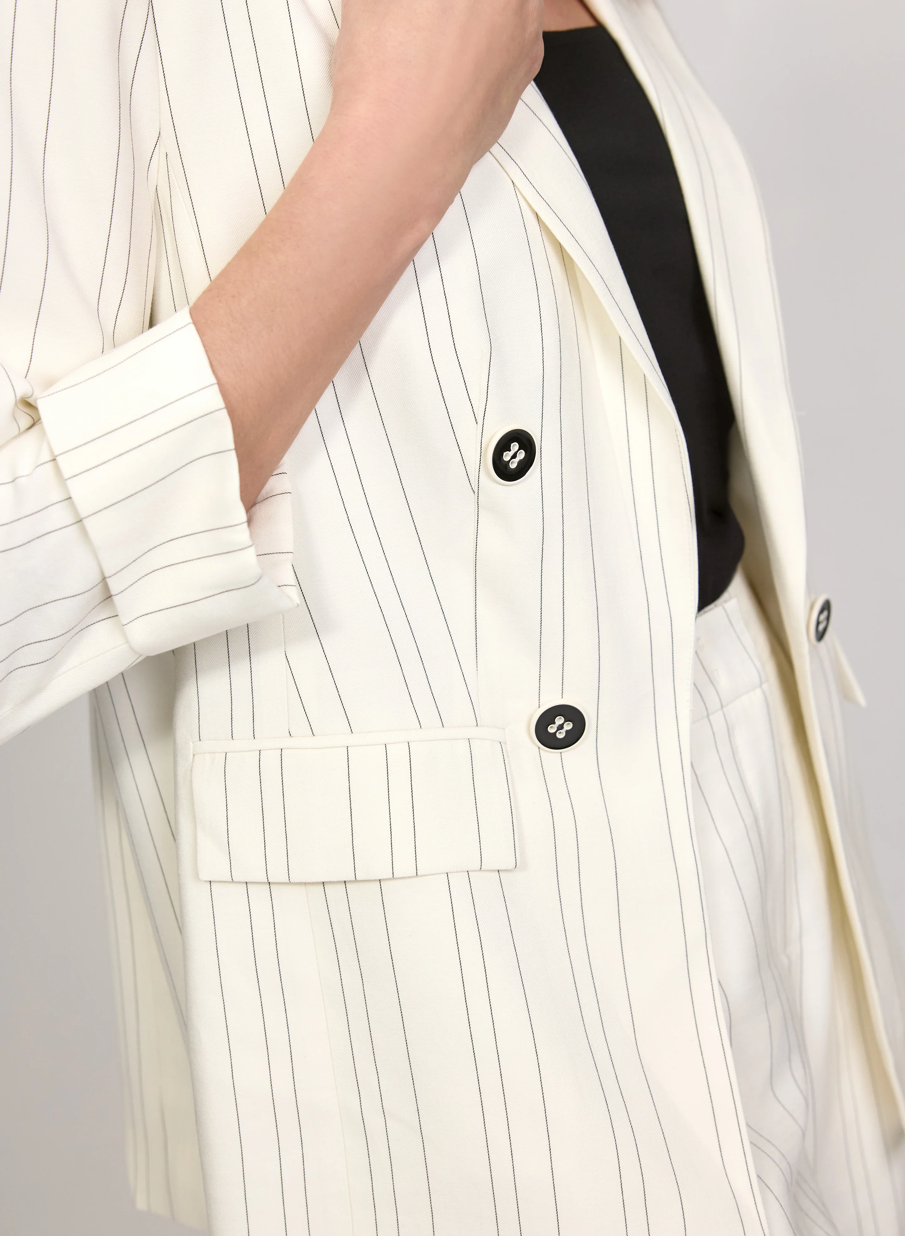 Pin Stripe Open-Front Blazer - Image 5