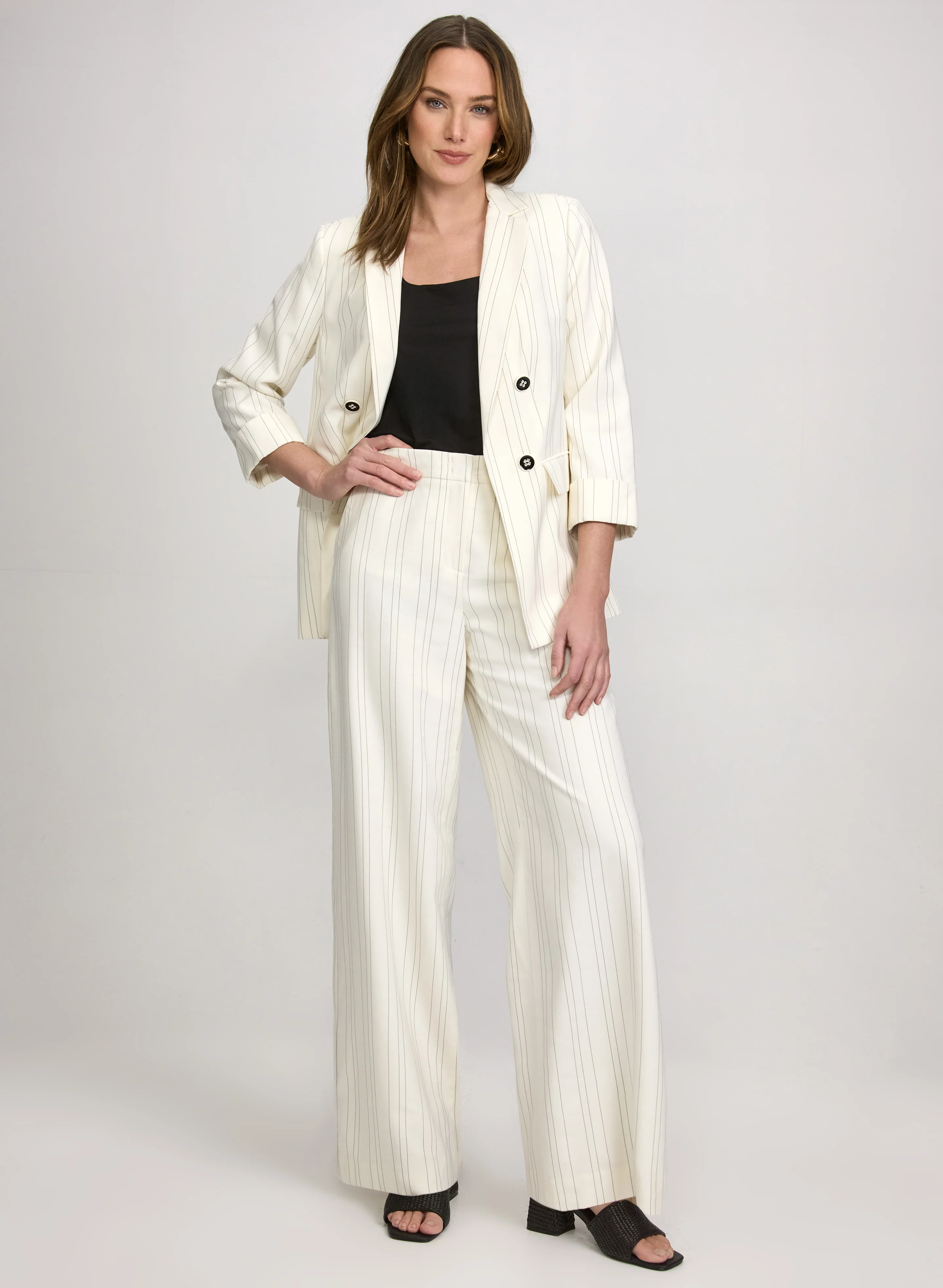 Pin Stripe Open-Front Blazer - Image 6