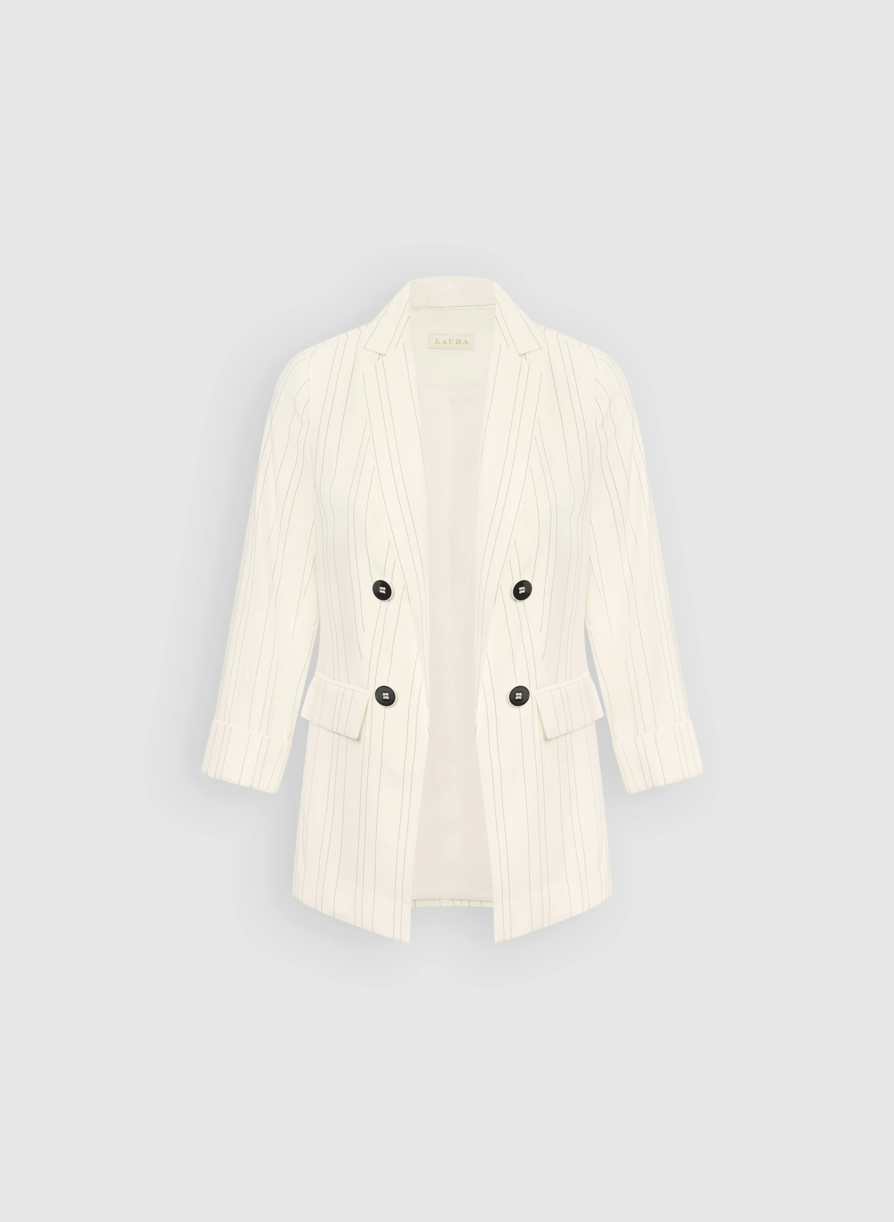 Pin Stripe Open-Front Blazer - Image 7