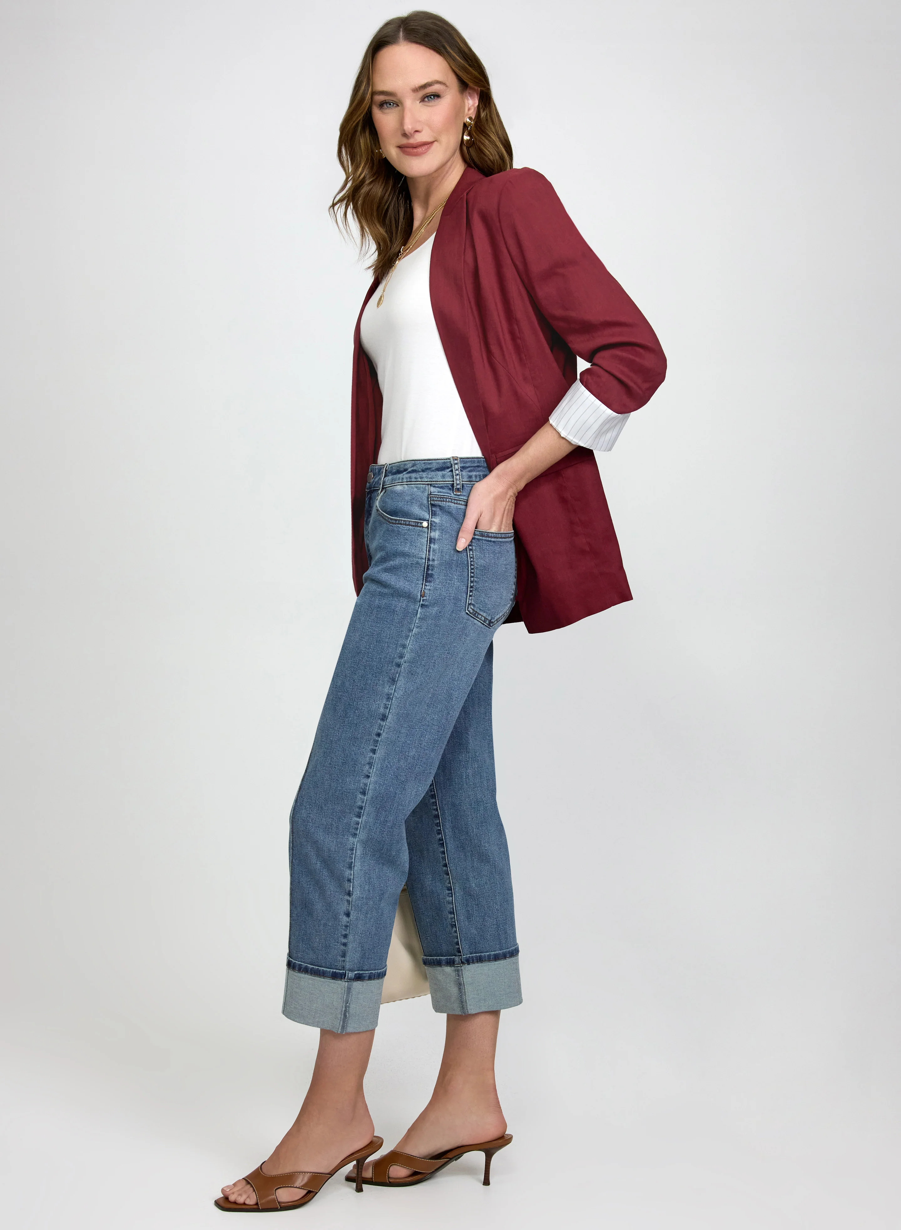 Pinched Seam Denim Capris - Image 2