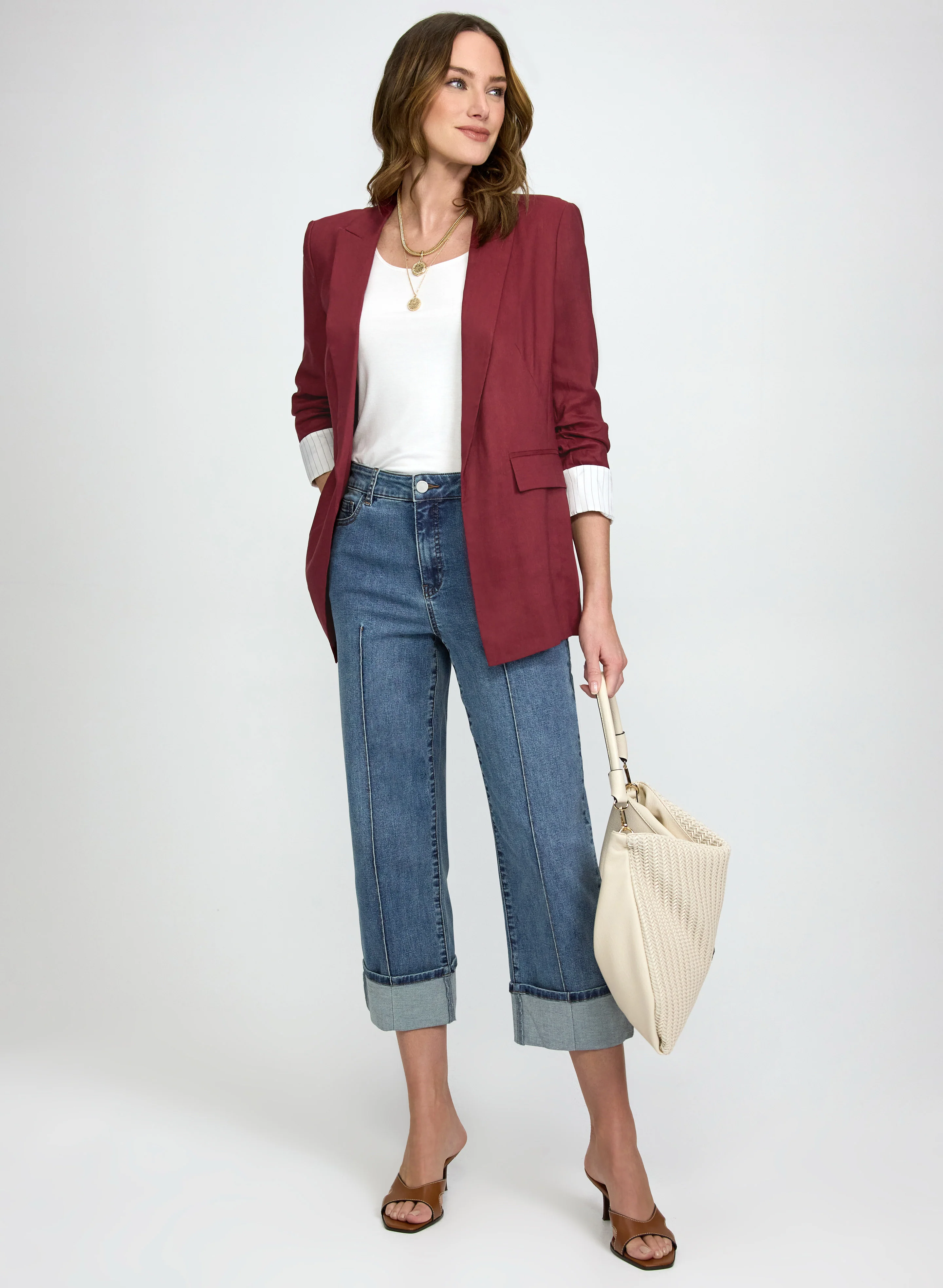 Pinched Seam Denim Capris - Image 5