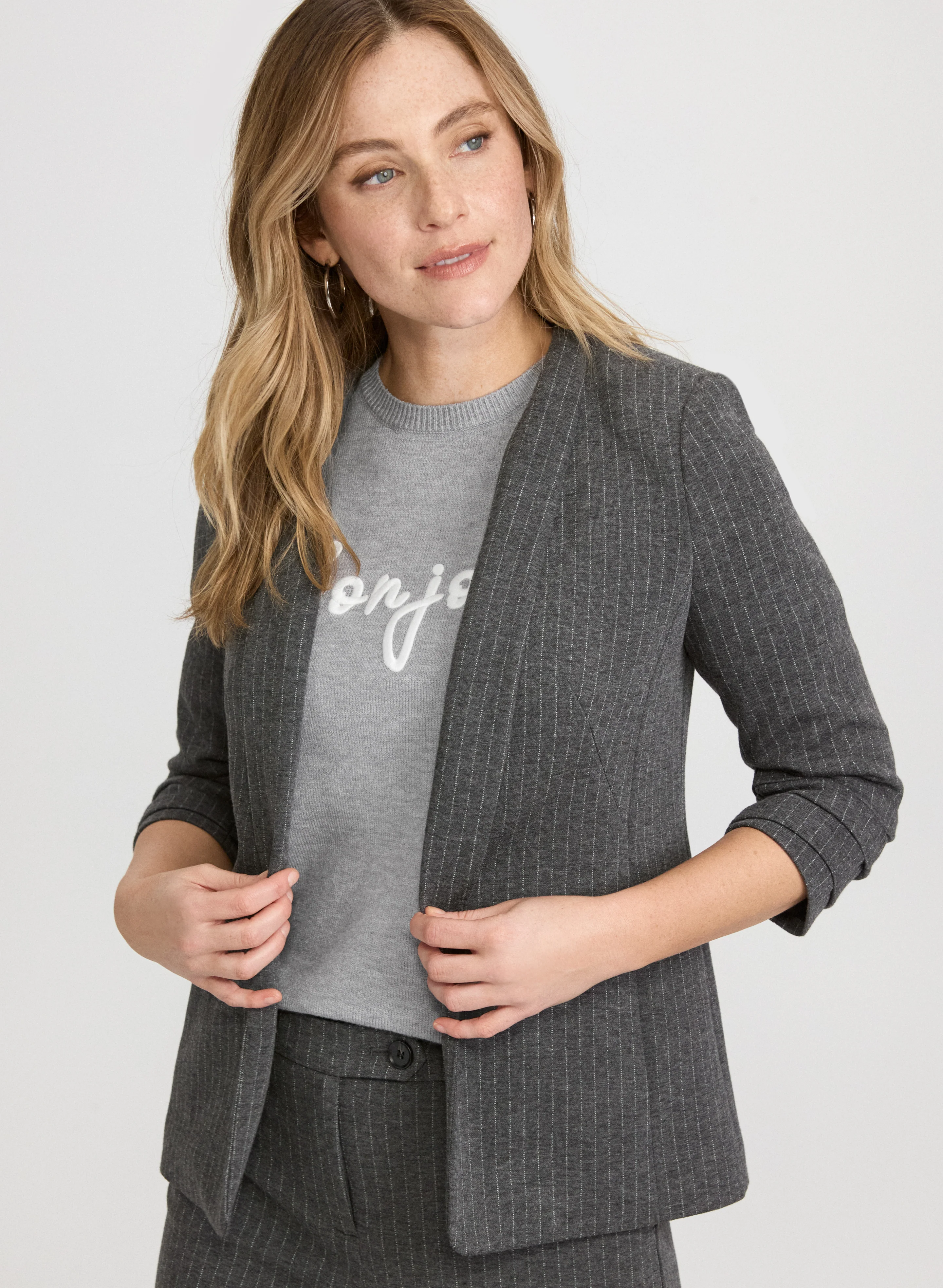 Pinstripe Shawl Collar Jacket