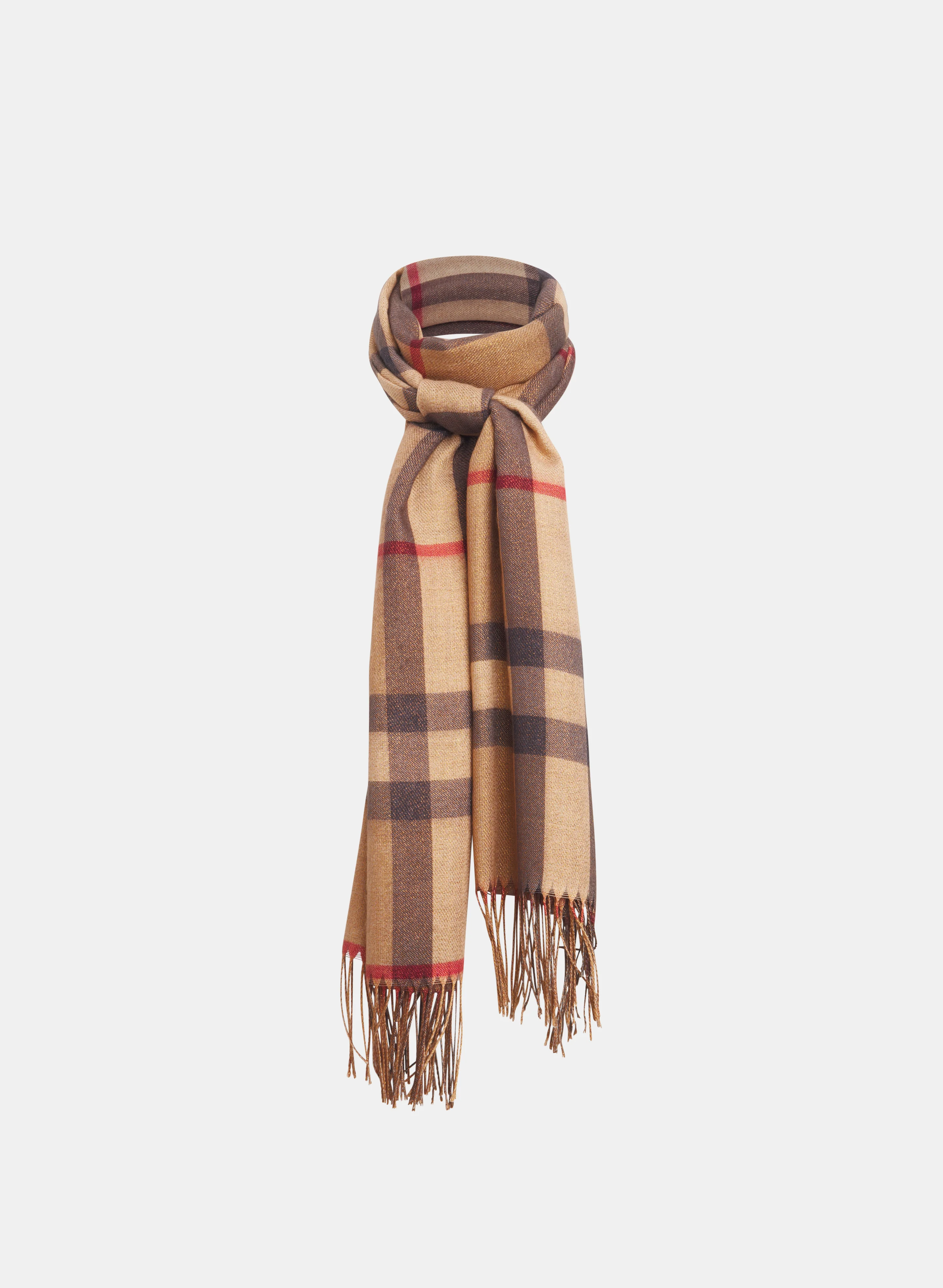 Plaid Glitter Knit Scarf