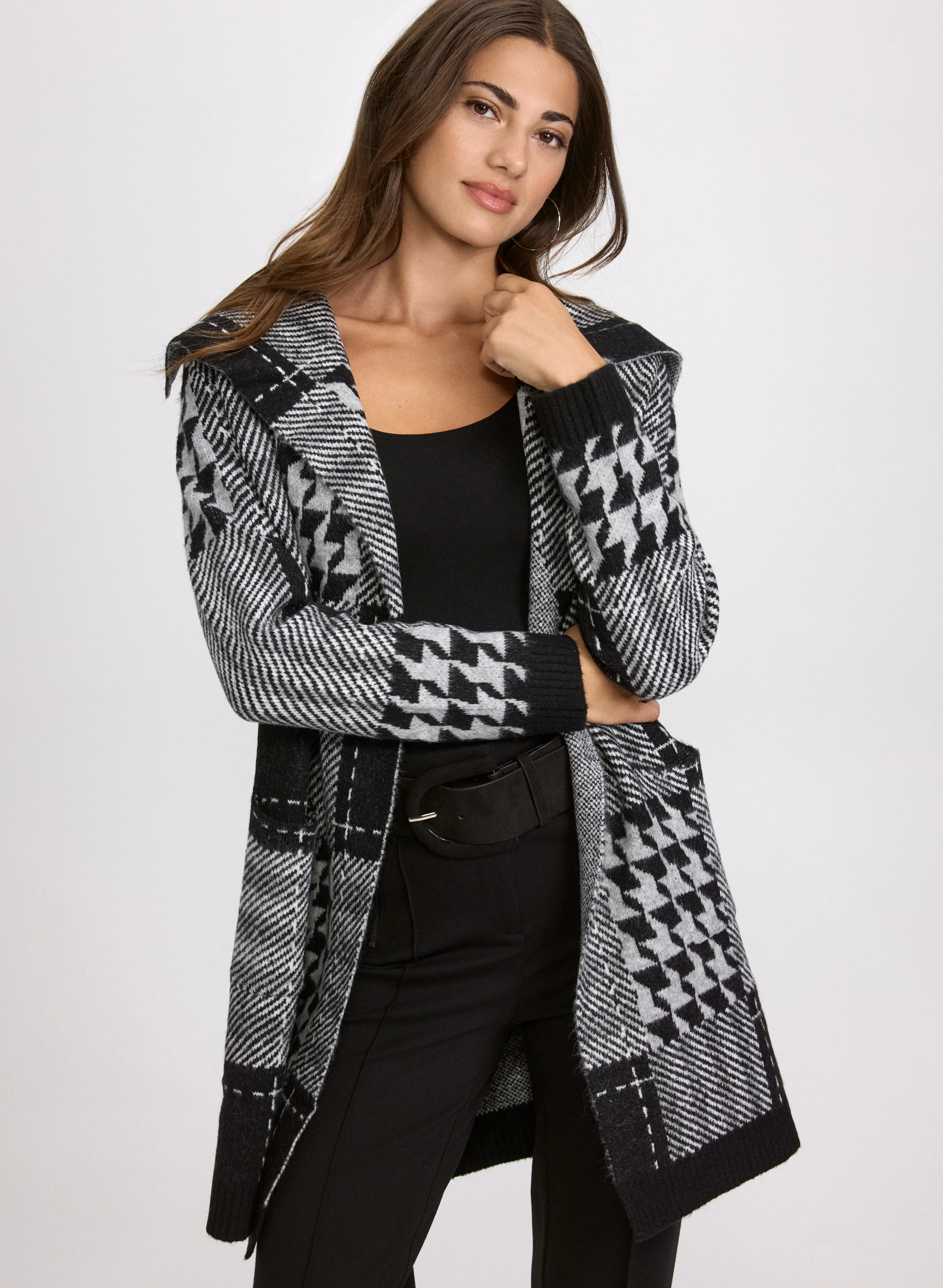 Plaid Knit Cardigan
