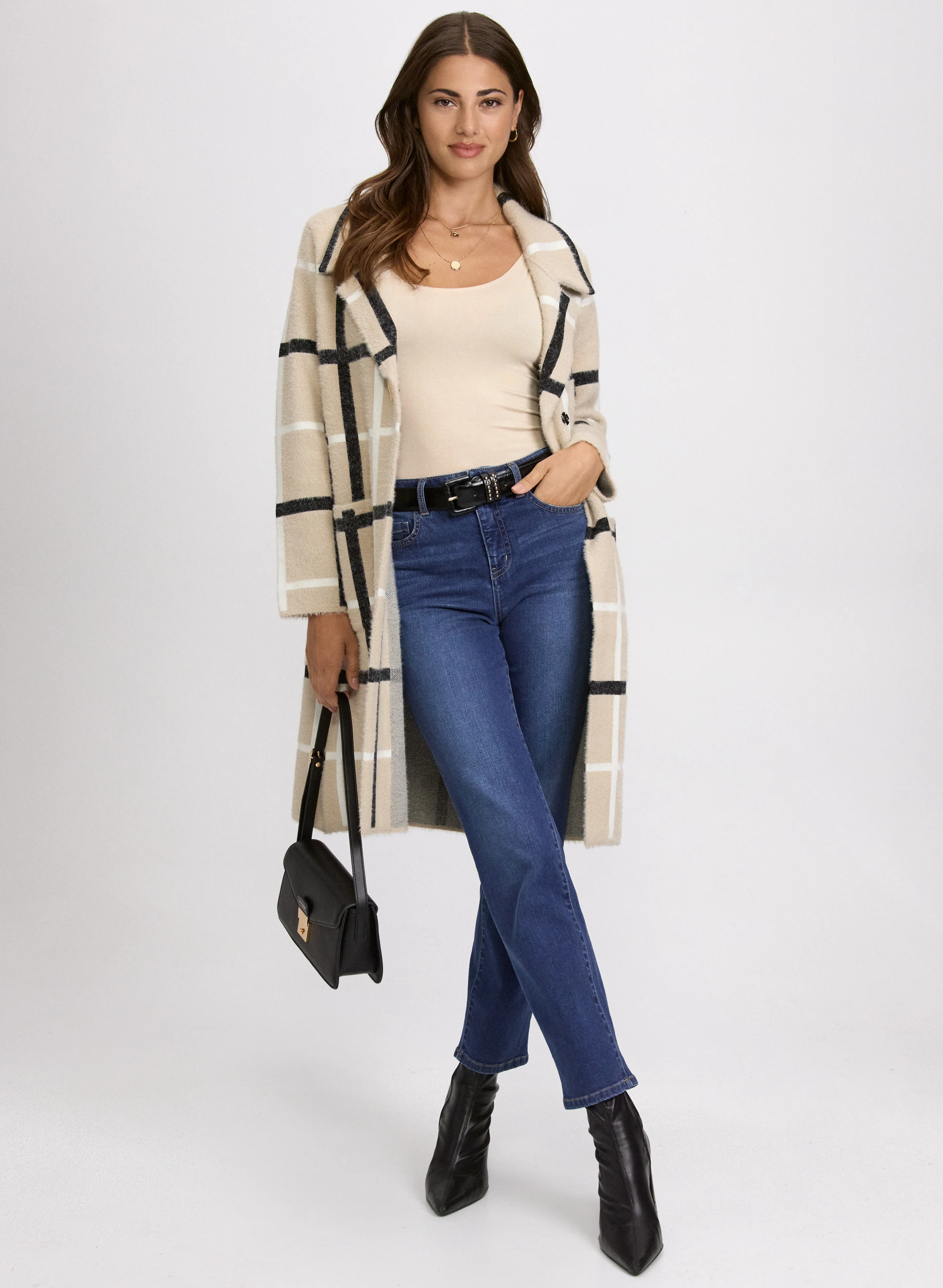 Plaid Knit Cardigan - Image 3