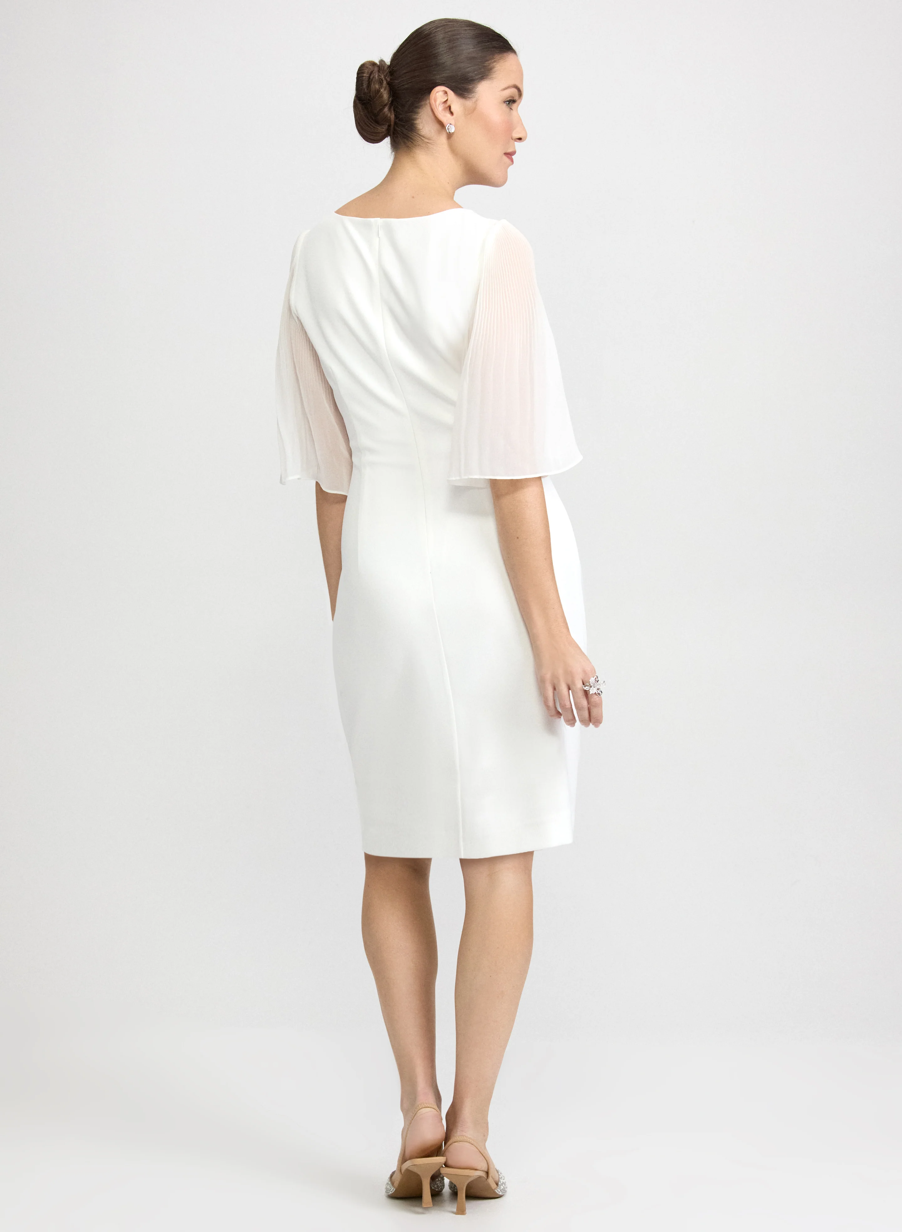 Pleated Chiffon Sleeve Dress - Image 4