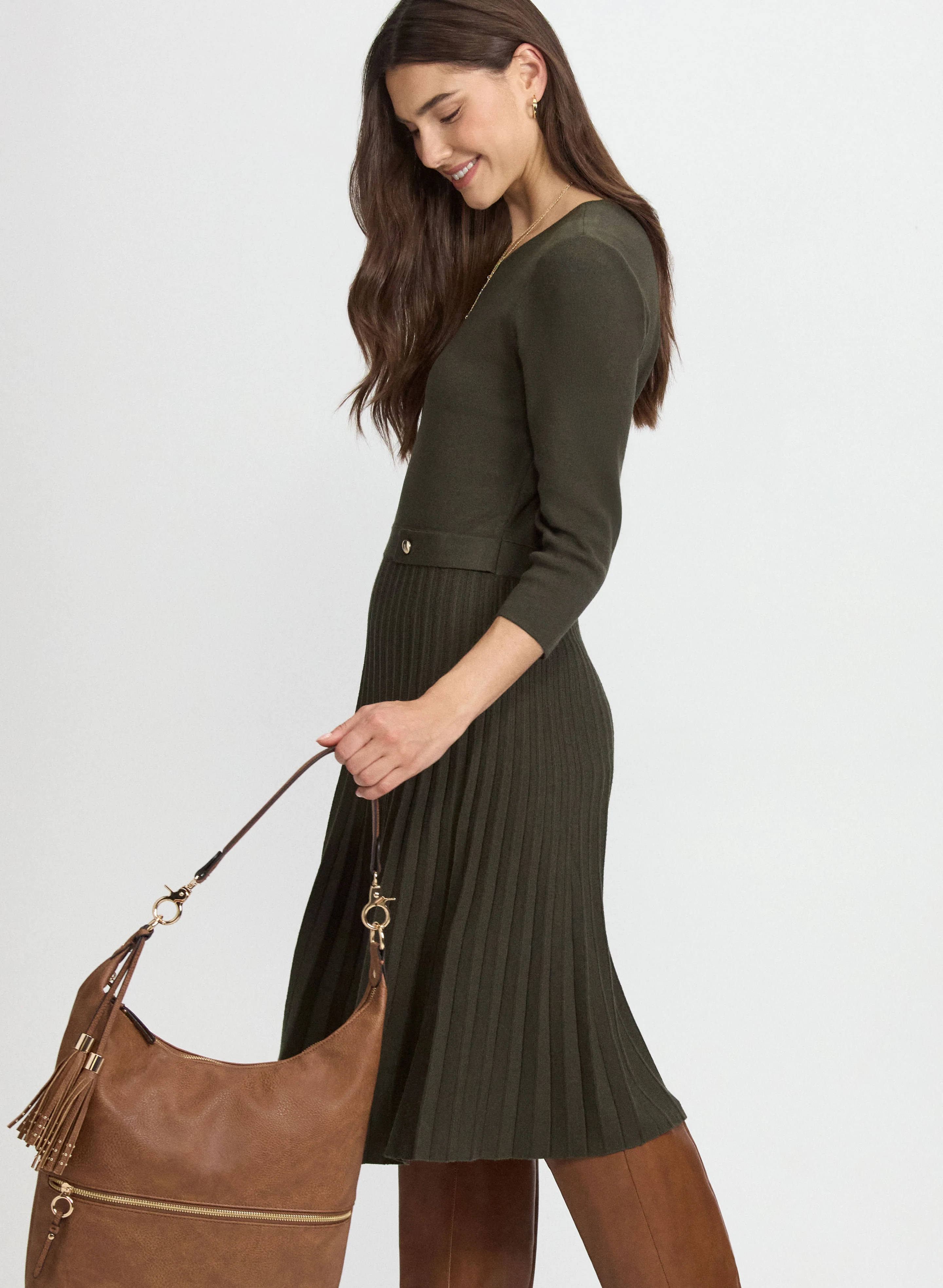 Pleated Fit & Flare Dress - Image 2