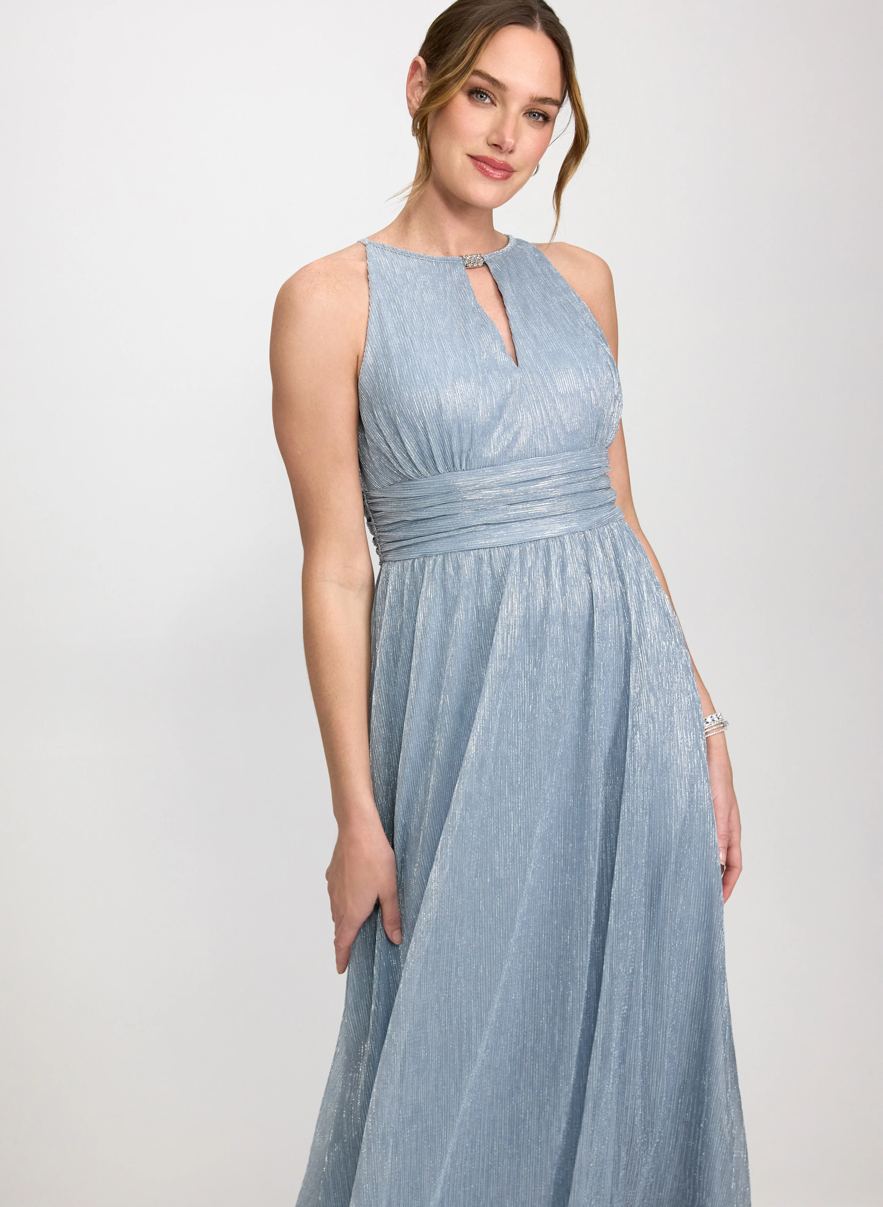 Pleated Metallic Dress - Image 4