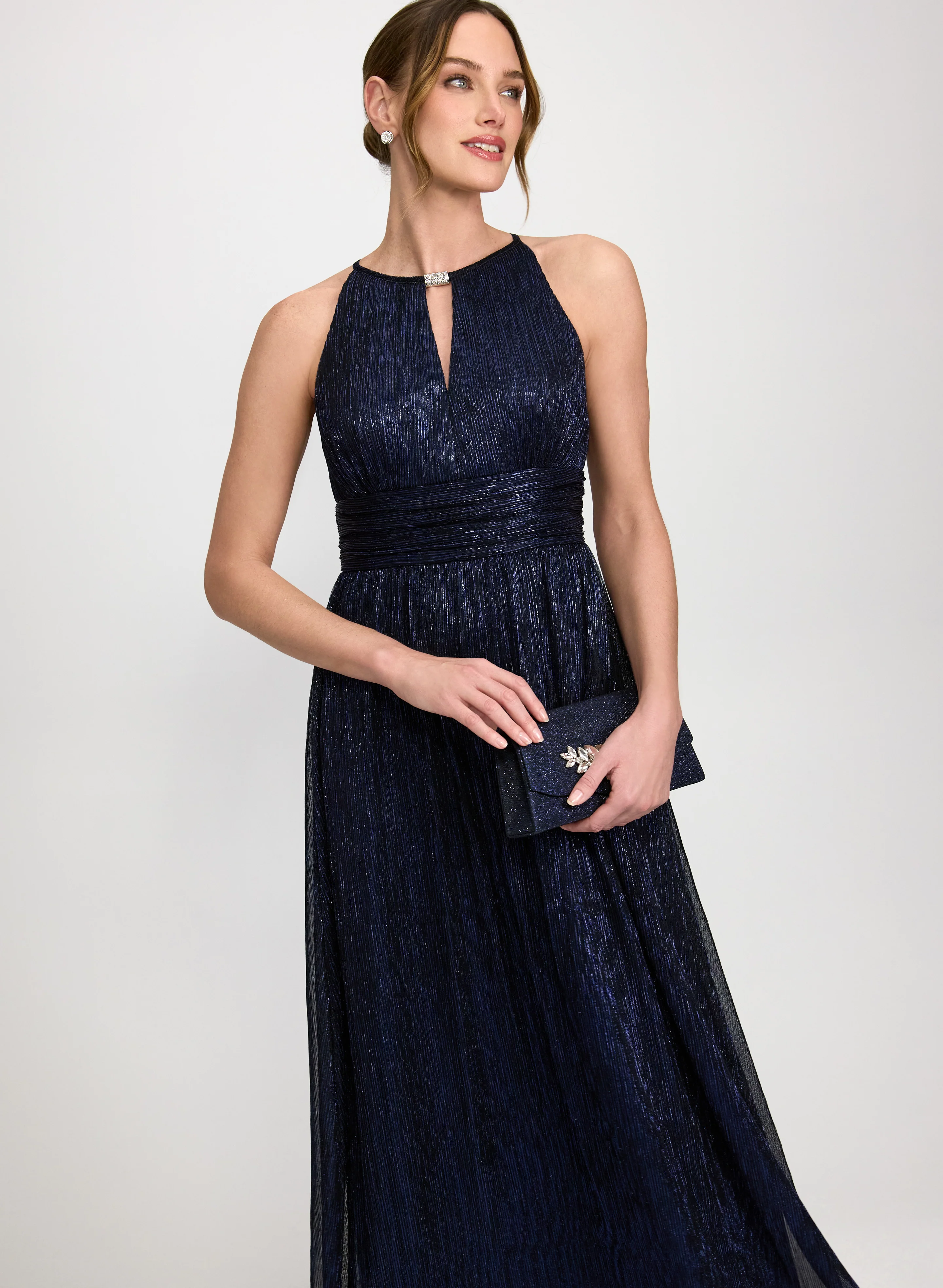 Pleated Metallic Dress - Image 4