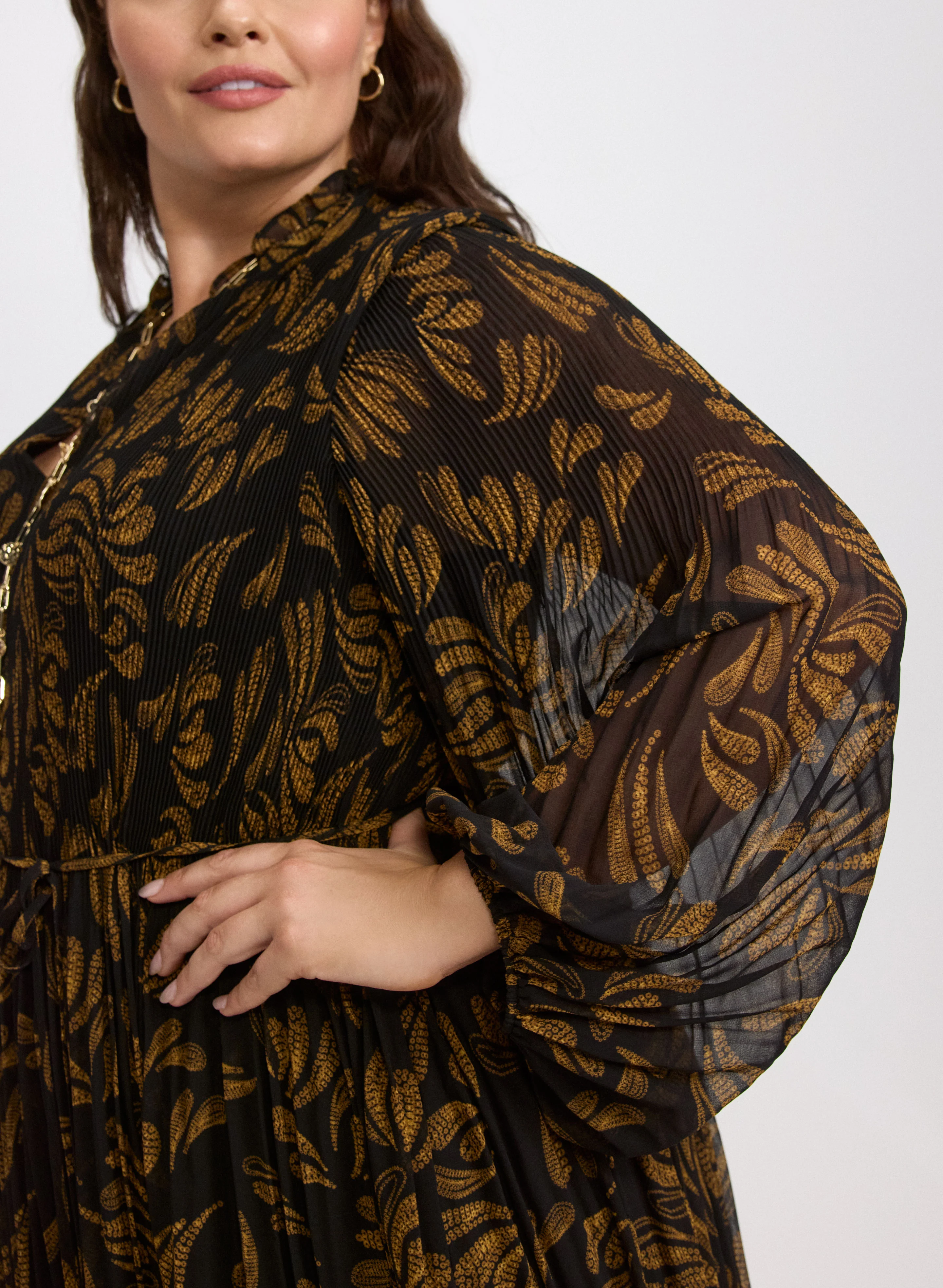 Pleated Paisley Dress - Image 4