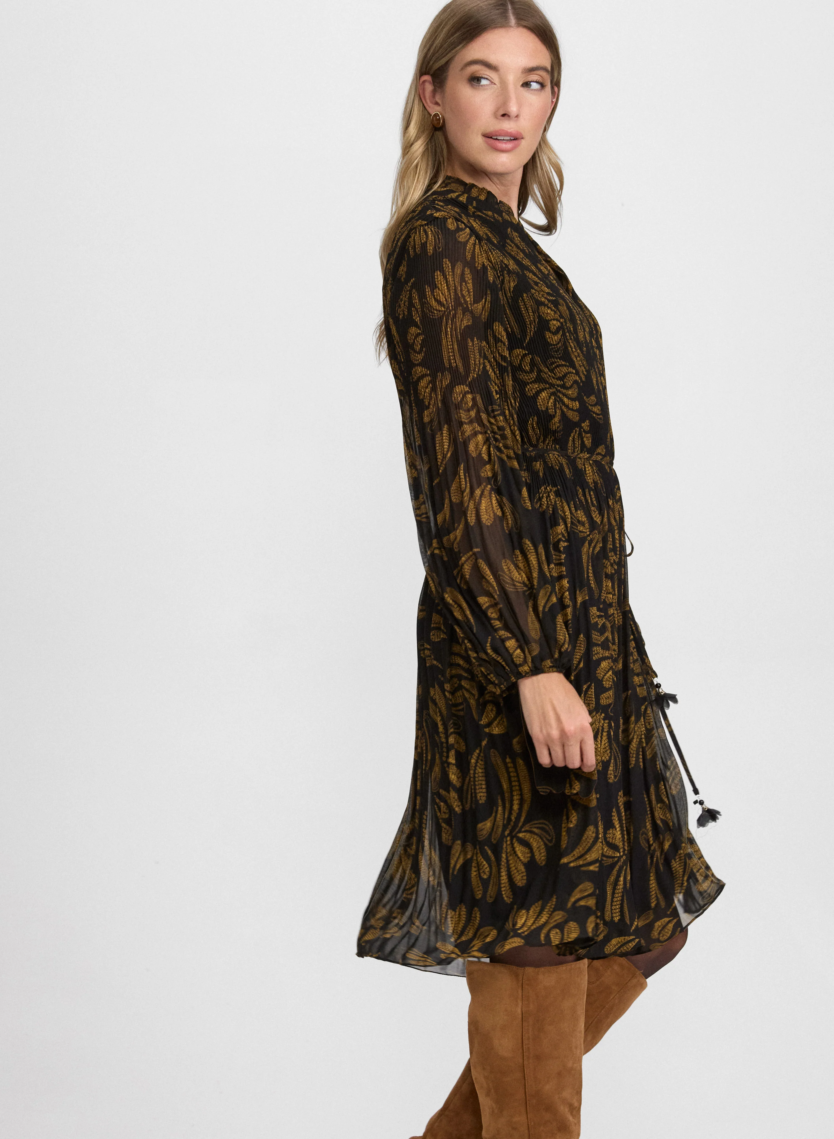 Pleated Paisley Dress - Image 9