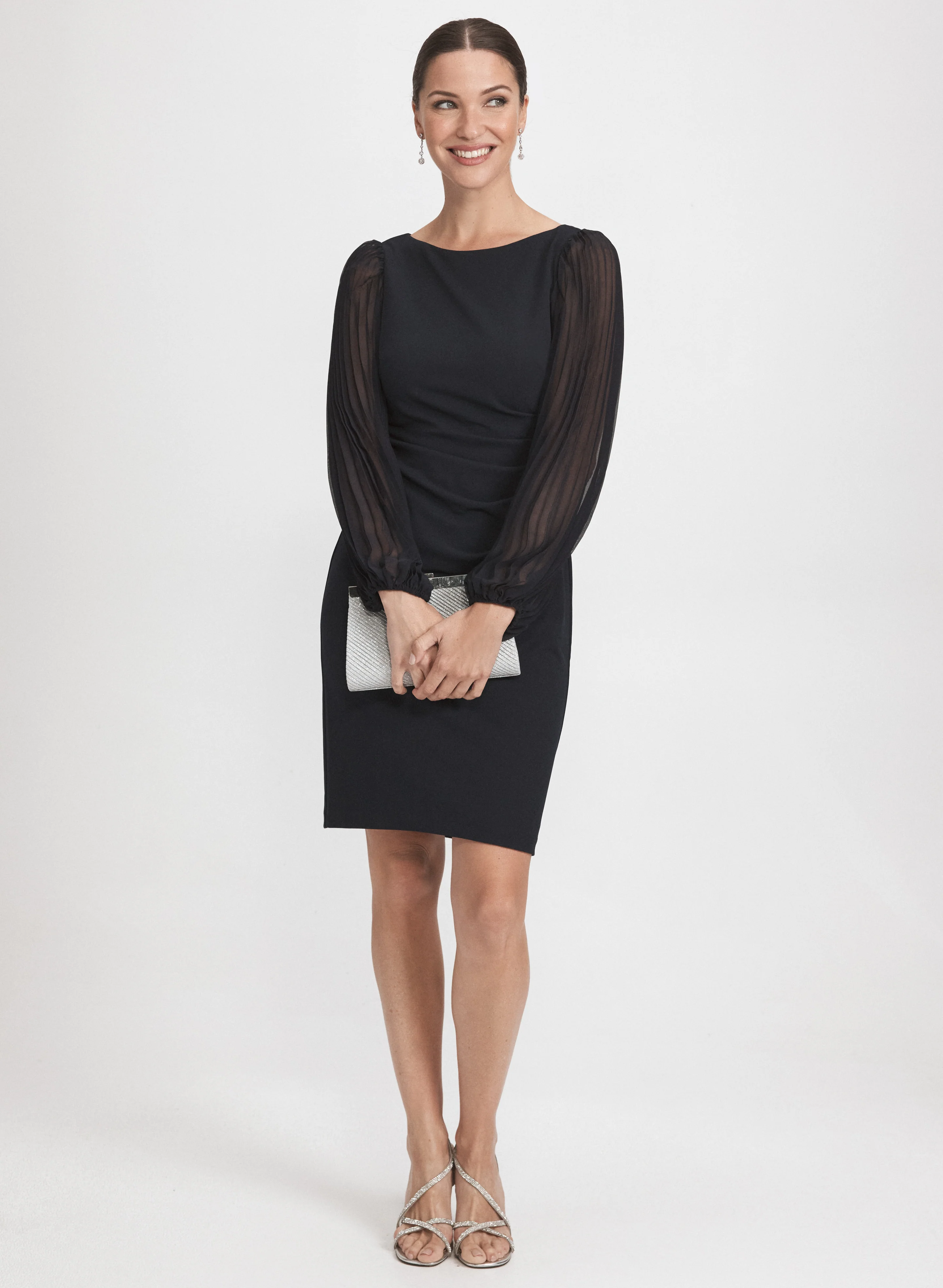 Pleated Sleeve Dress