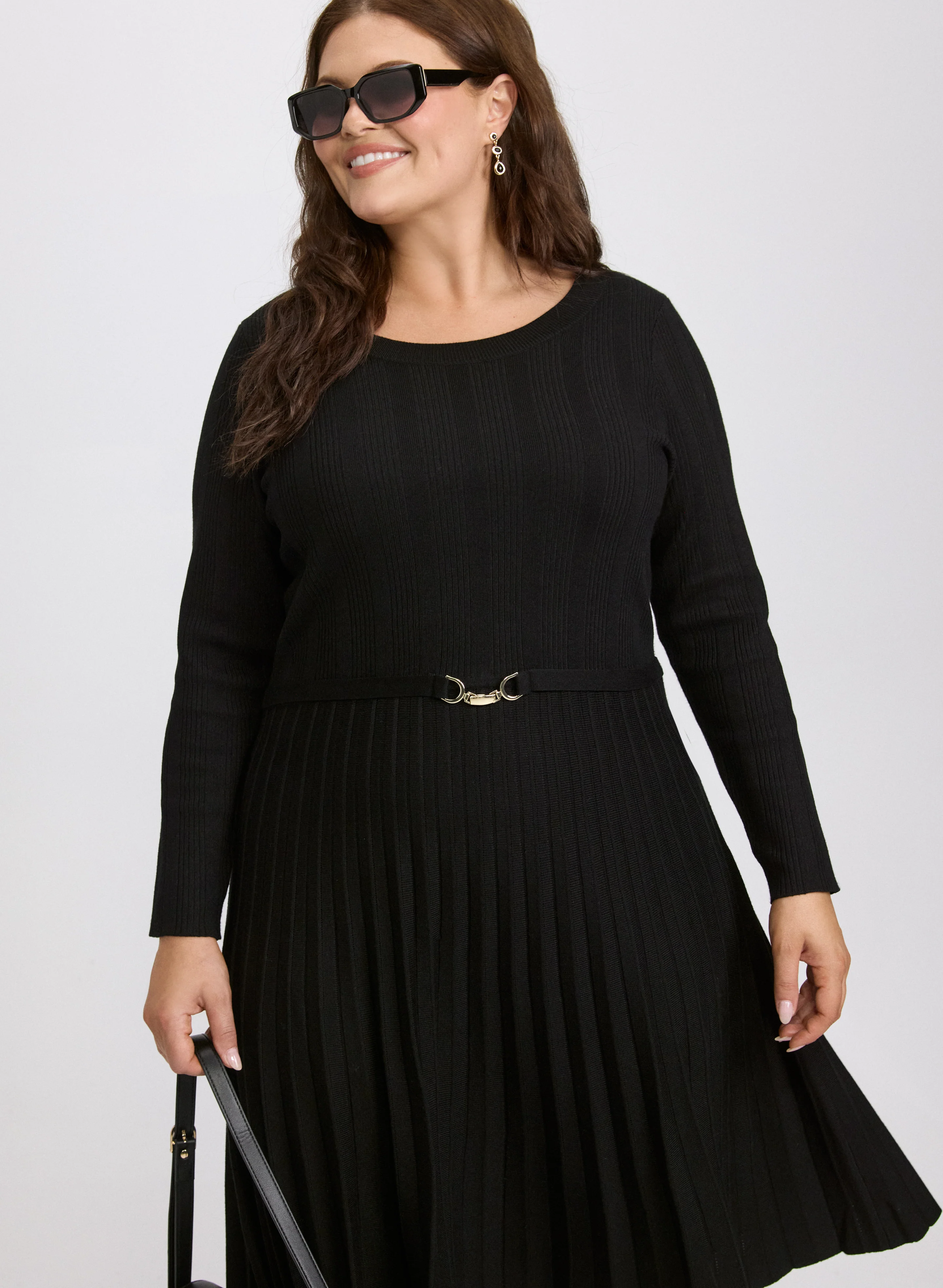 Pleated Sweater Dress - Image 3