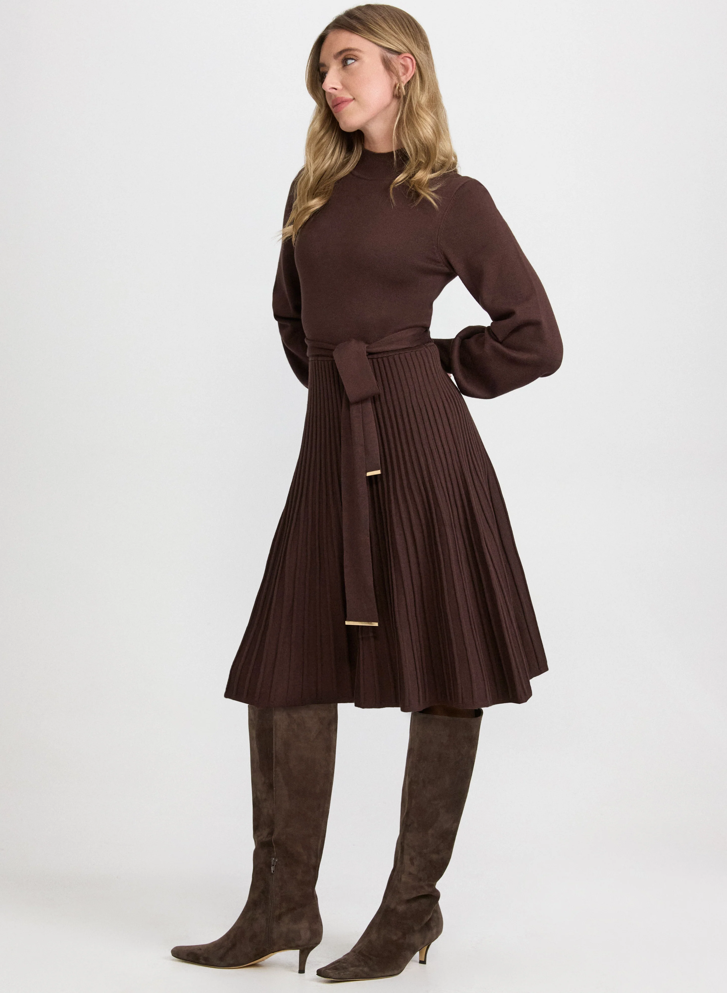 Pleated Sweater Dress - Image 2