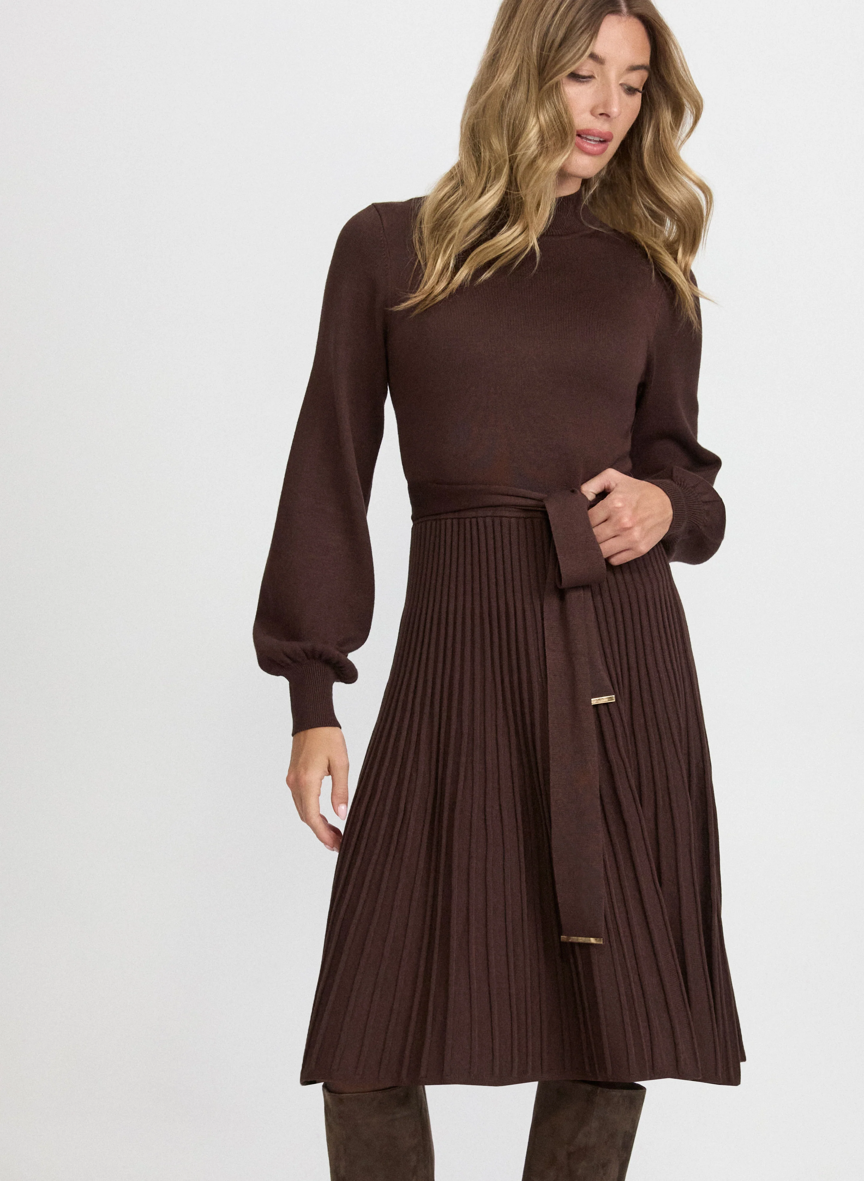 Pleated Sweater Dress - Image 7