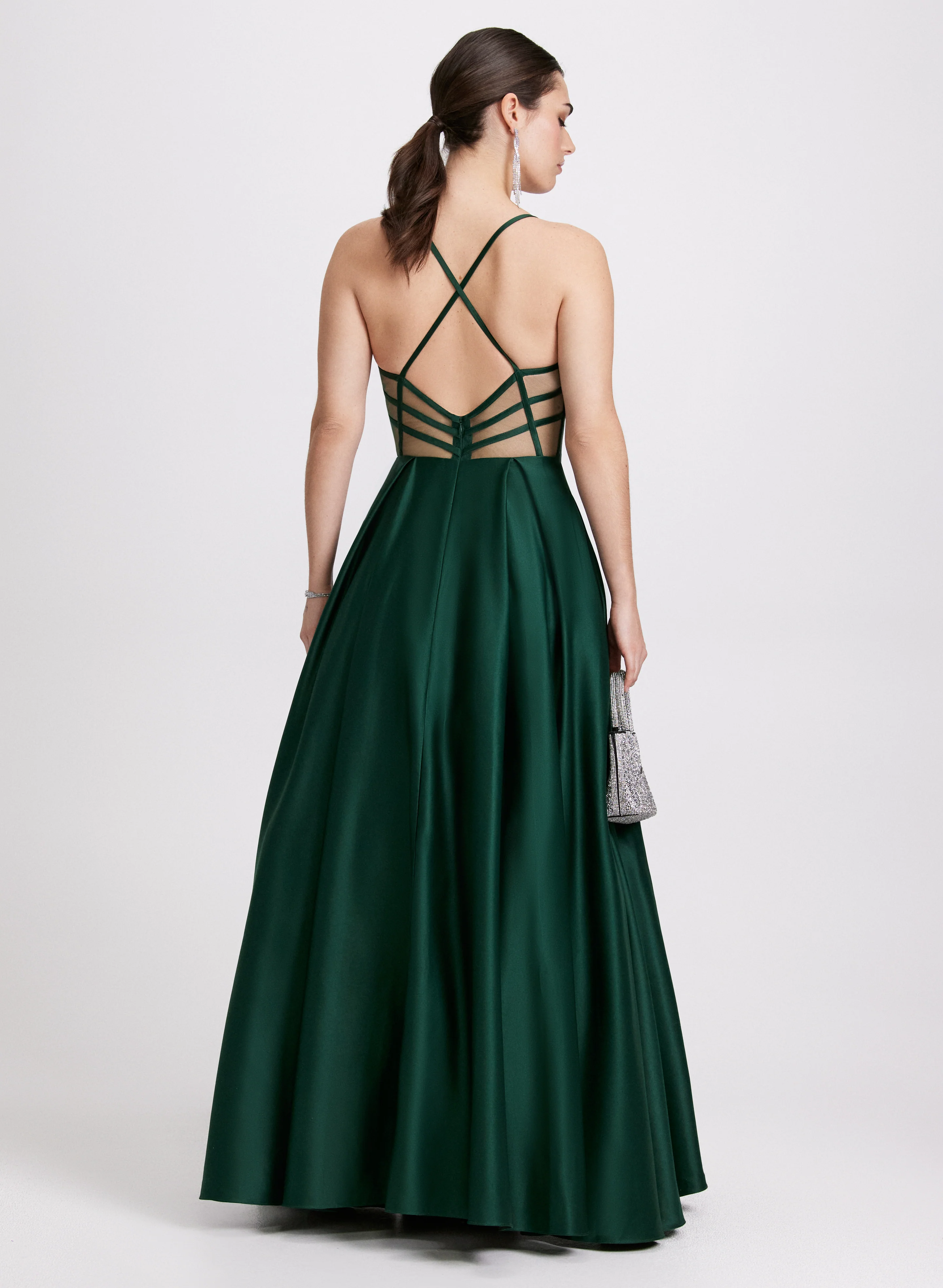Plunge Neck Ballgown Dress - Image 4