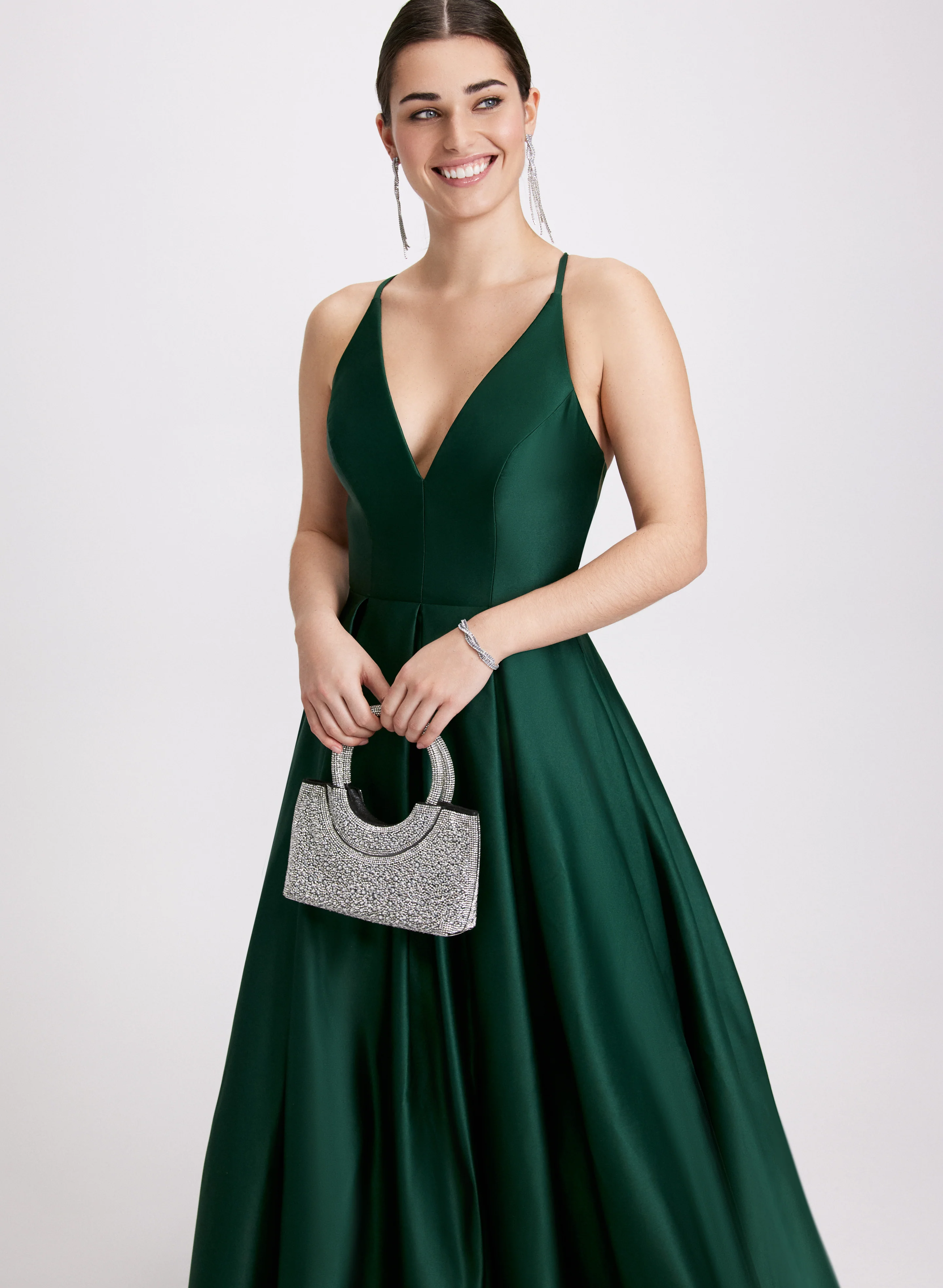 Plunge Neck Ballgown Dress - Image 7
