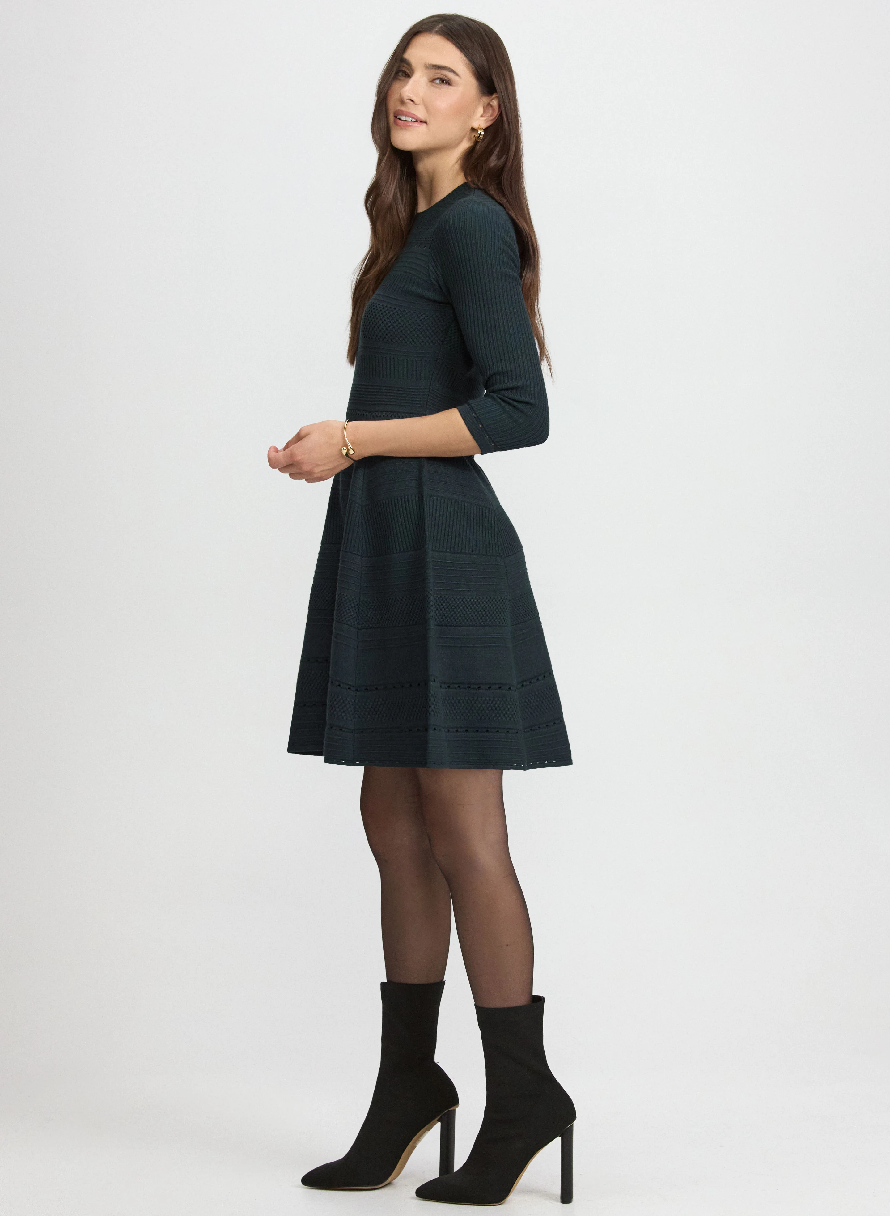 Pointelle Detail Knit Dress - Image 2