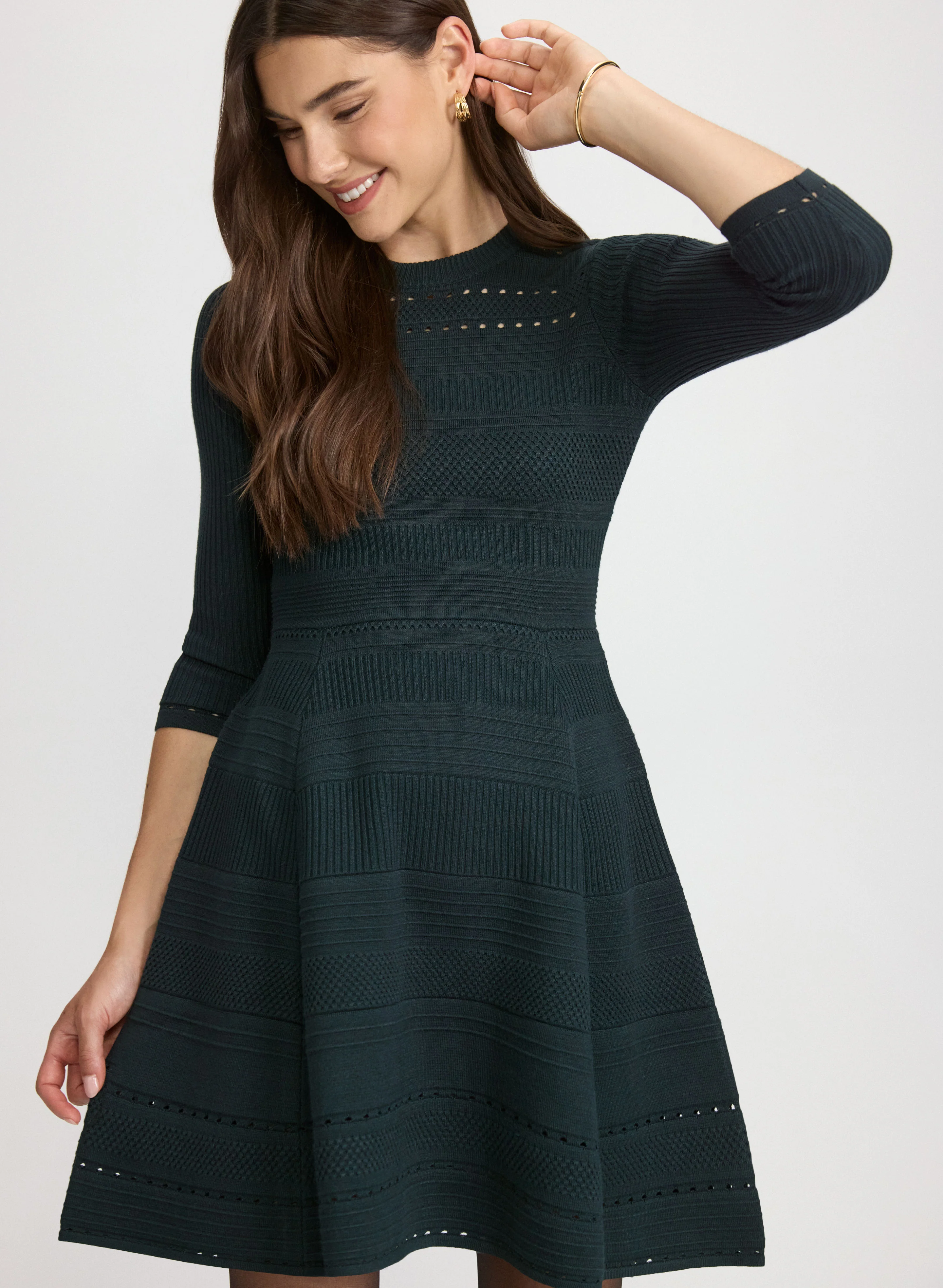 Pointelle Detail Knit Dress - Image 4