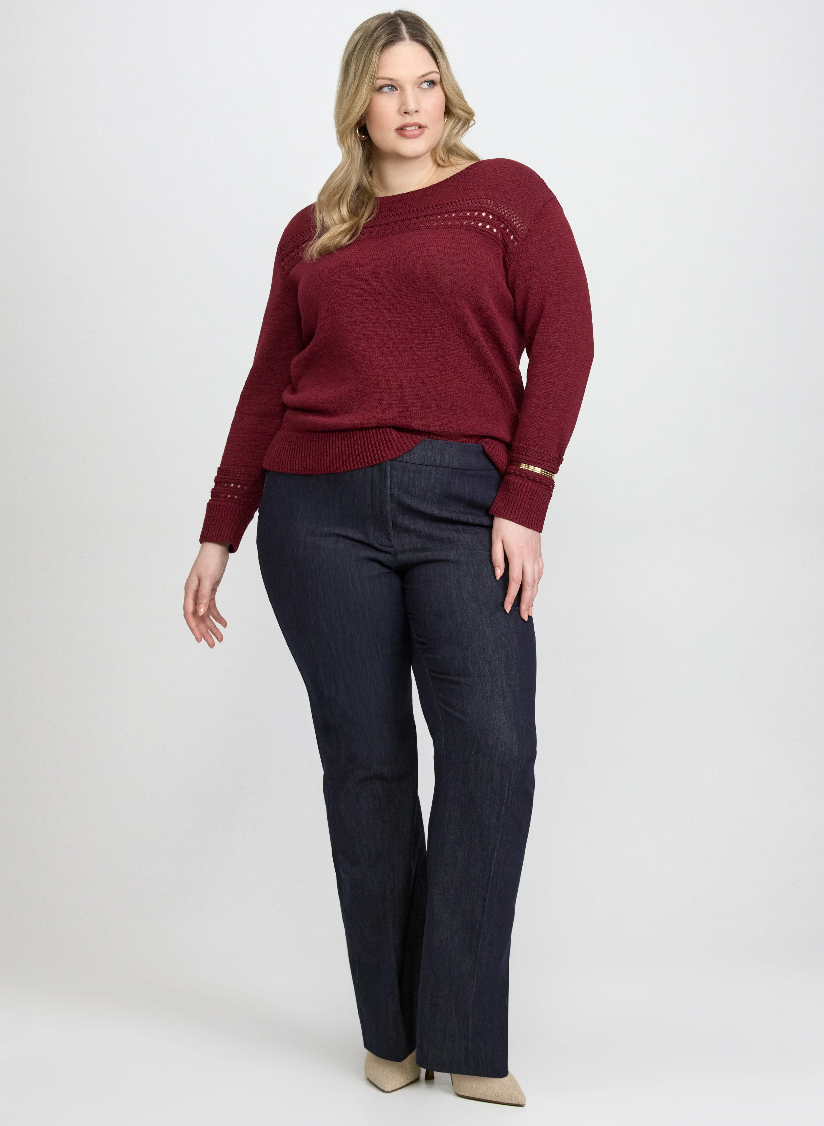 Pointelle Knit Sweater - Image 3