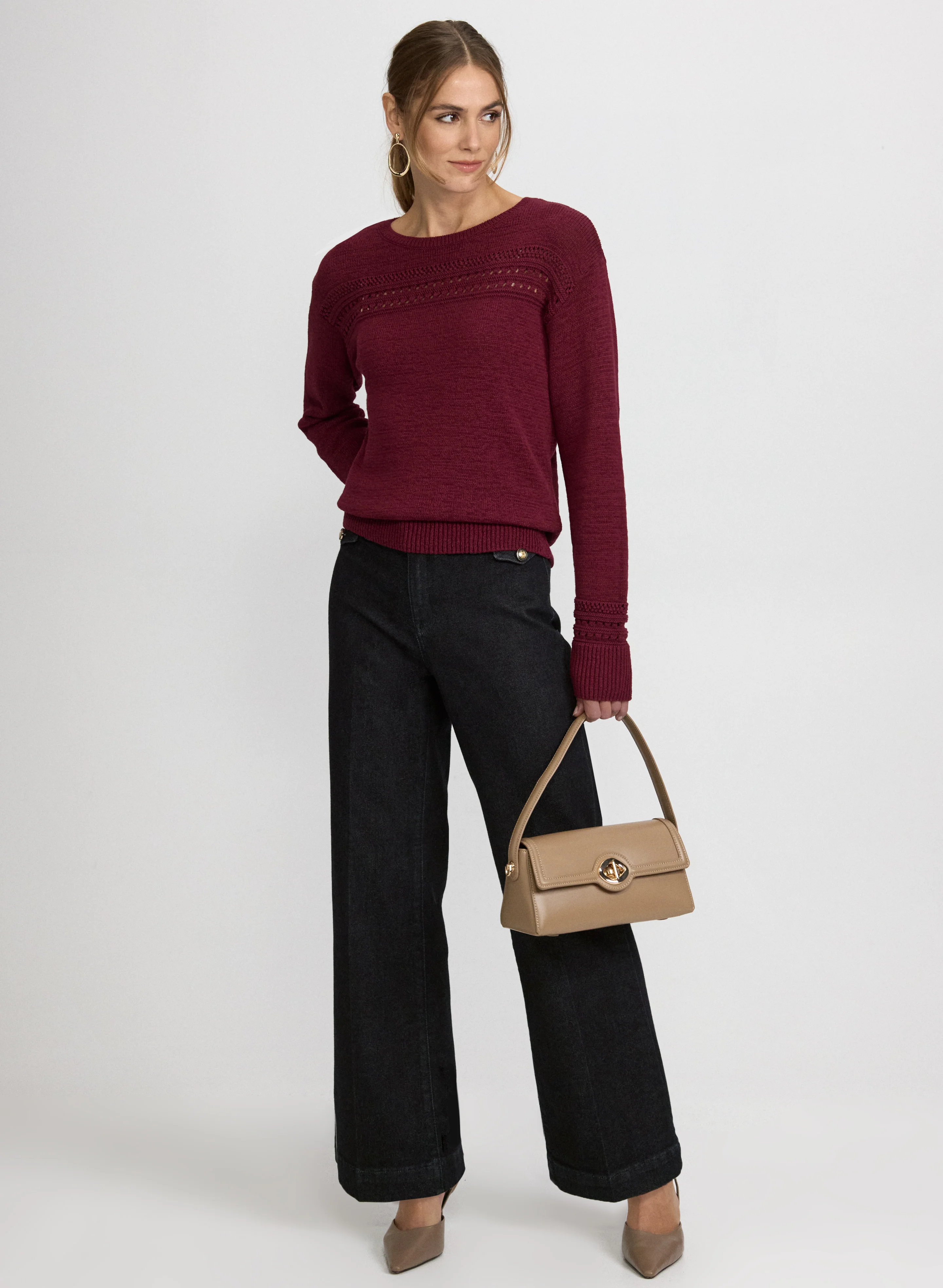 Pointelle Knit Sweater - Image 3