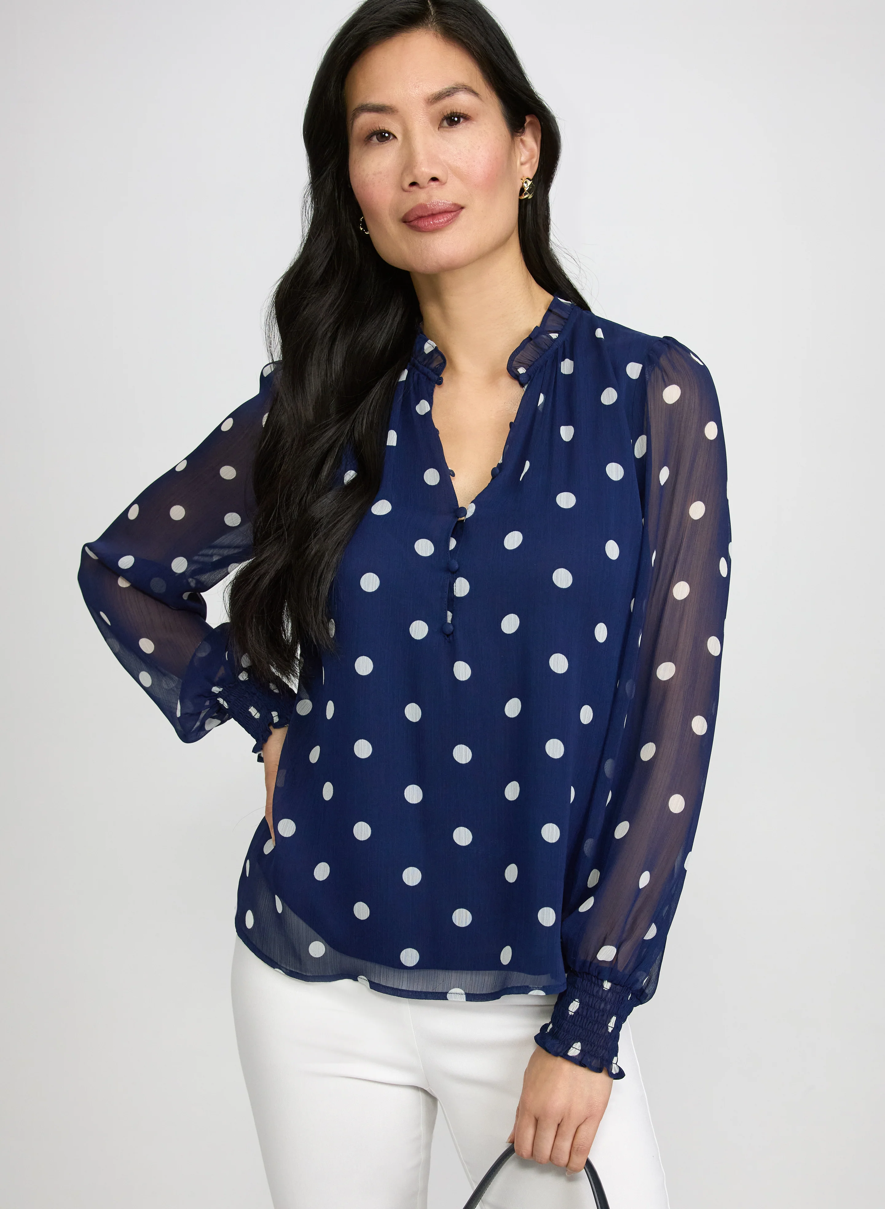Polka Dot Chiffon Blouse