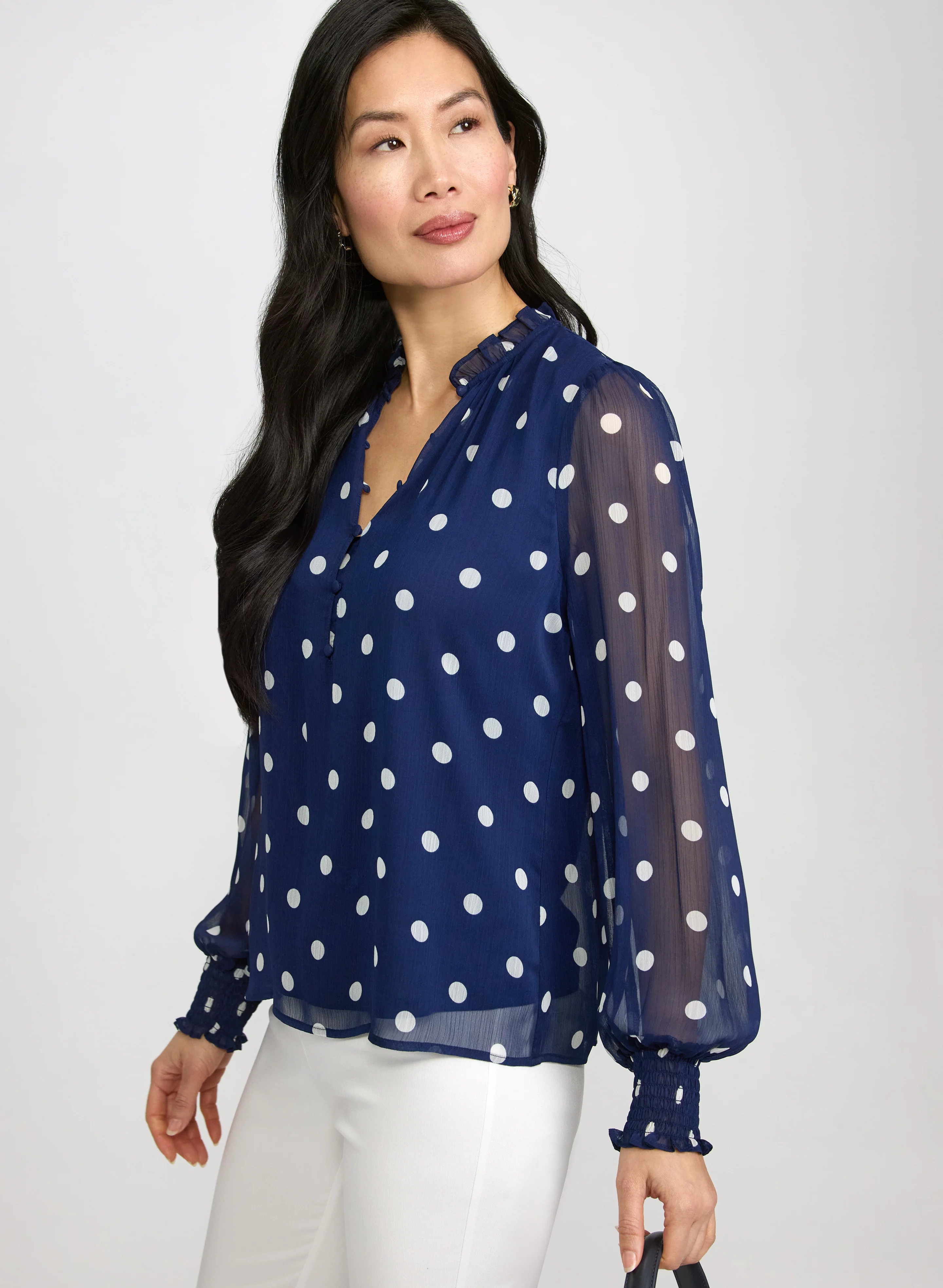 Polka Dot Chiffon Blouse - Image 2