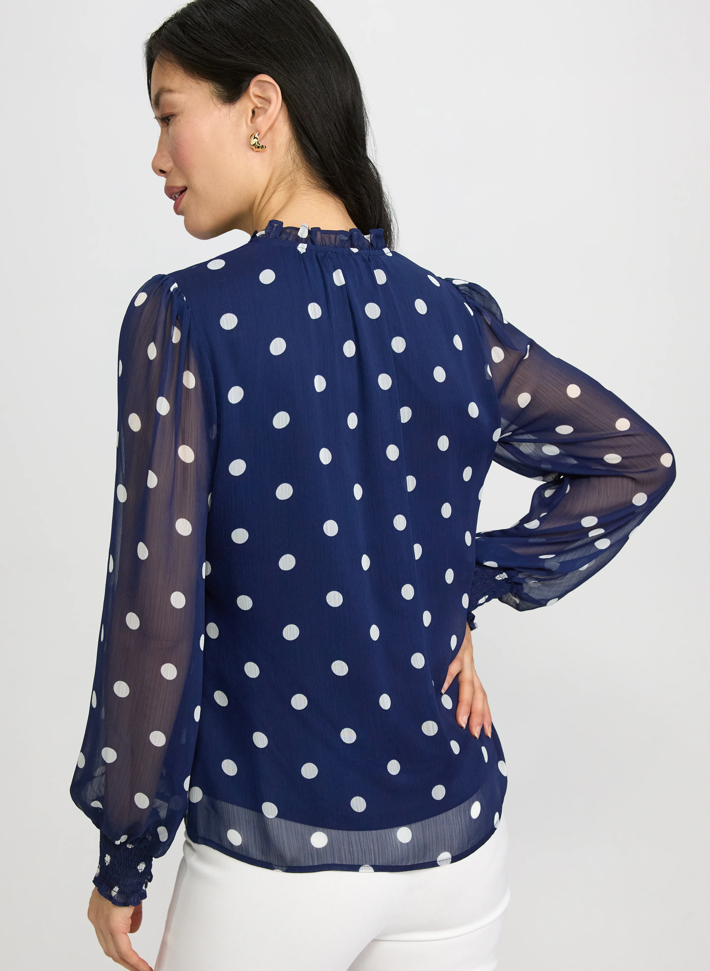 Polka Dot Chiffon Blouse - Image 3
