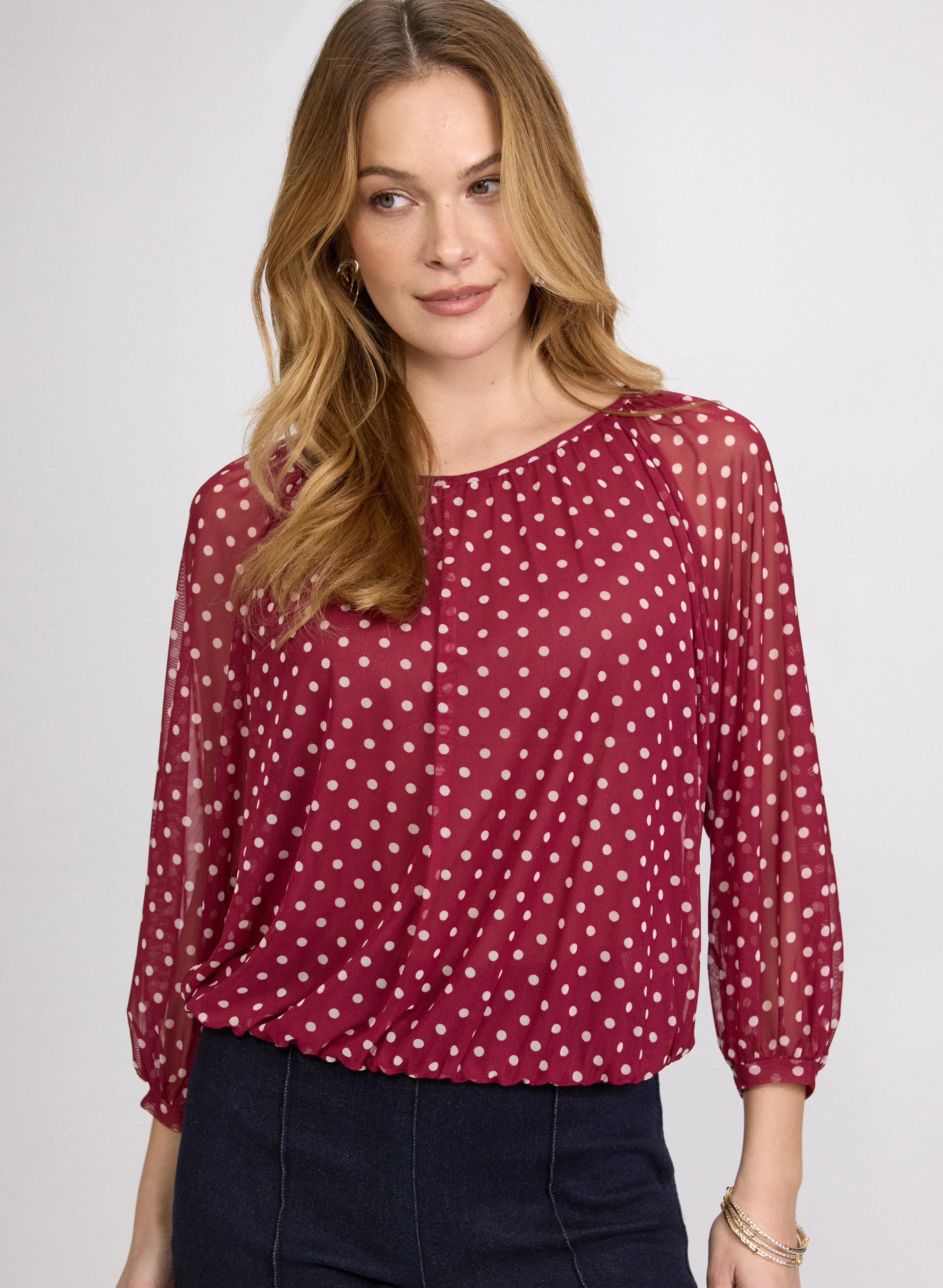 Polka Dot Mesh Top