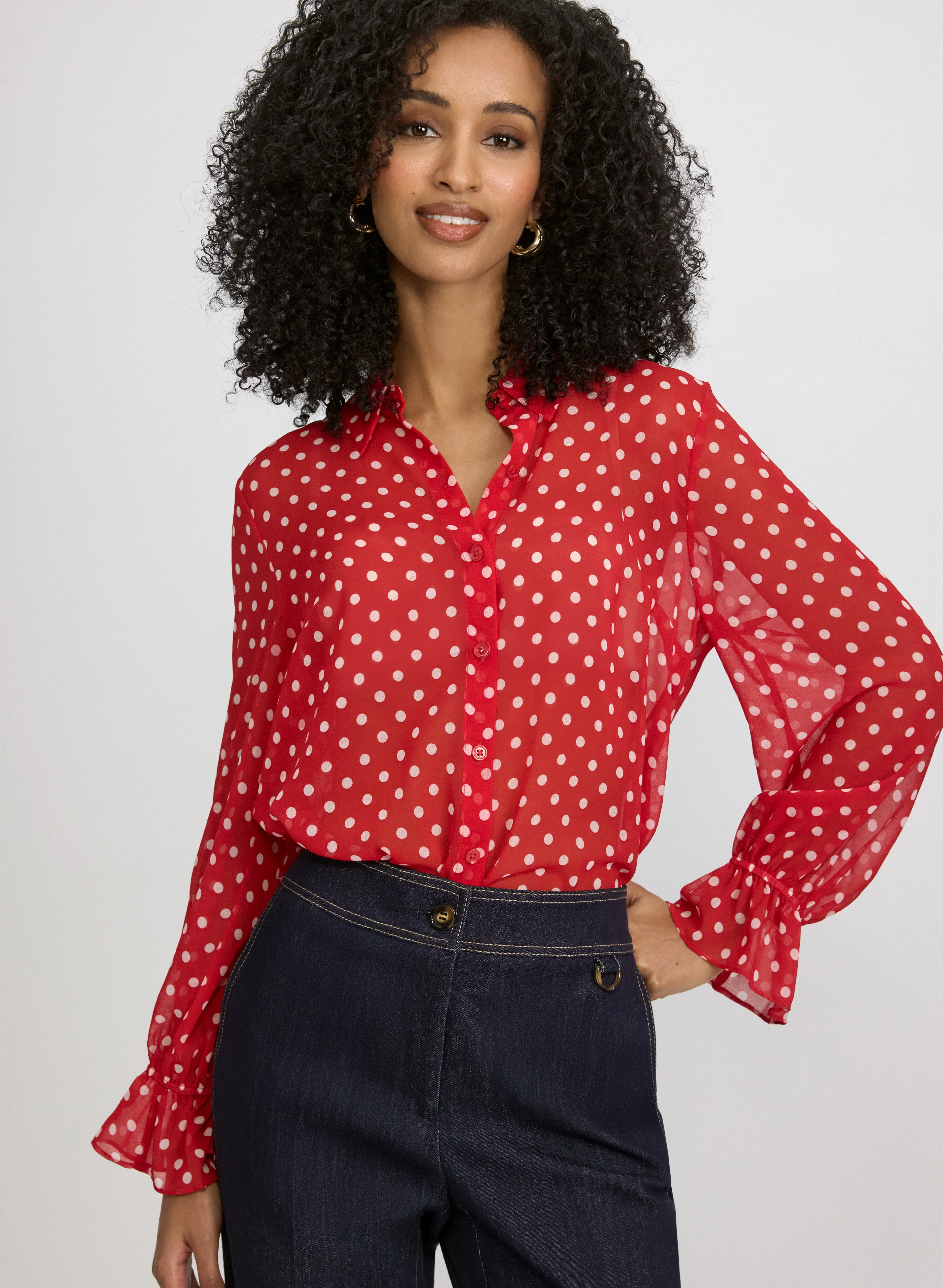 Polka Dot Print Blouse
