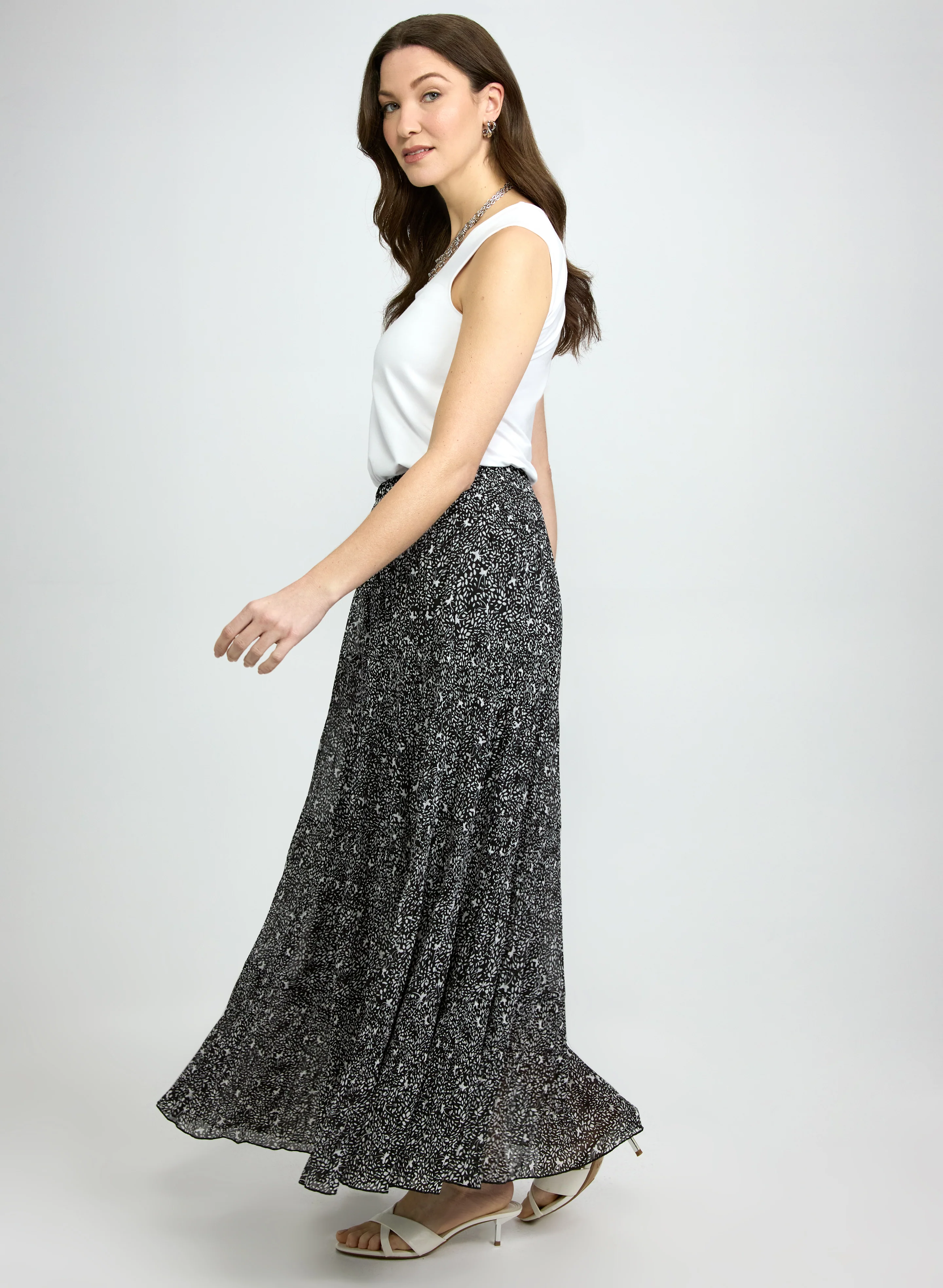 Printed Chiffon Maxi Skirt - Image 3