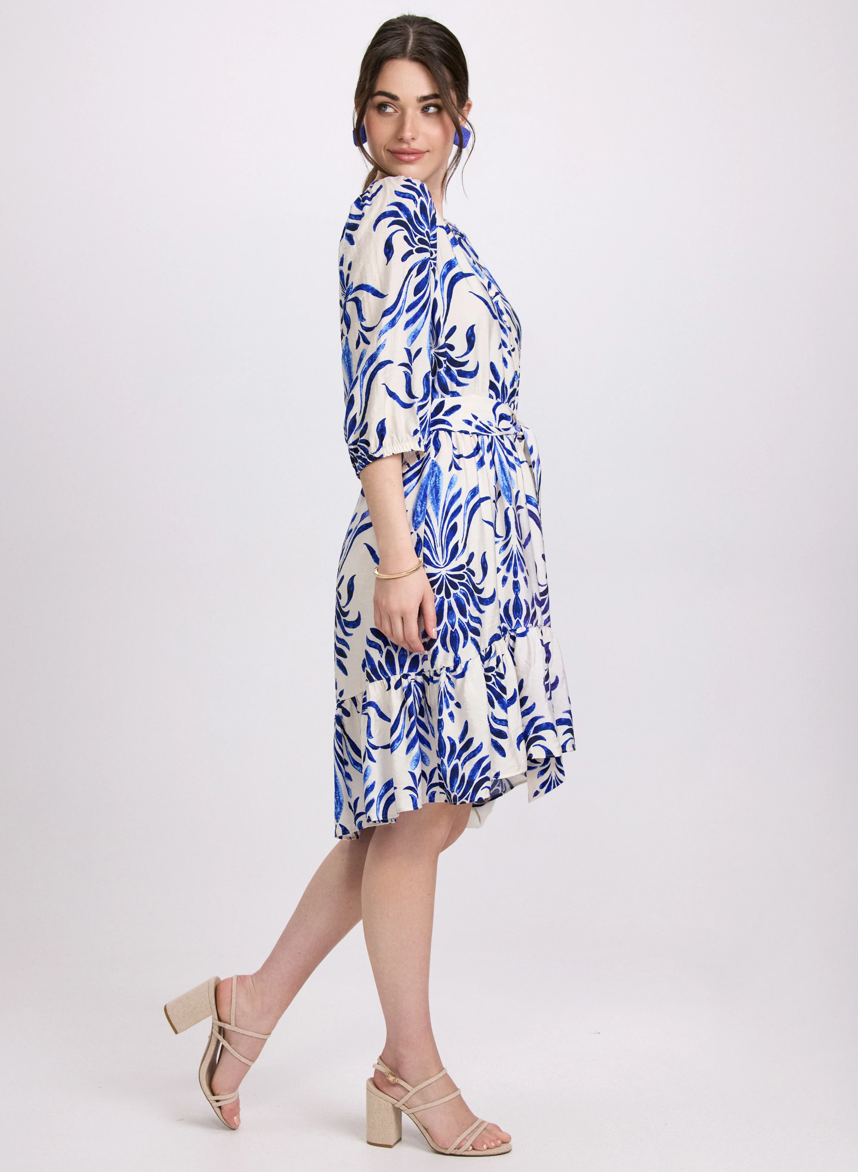 Printed Elbow Sleeve Dress - Image 2