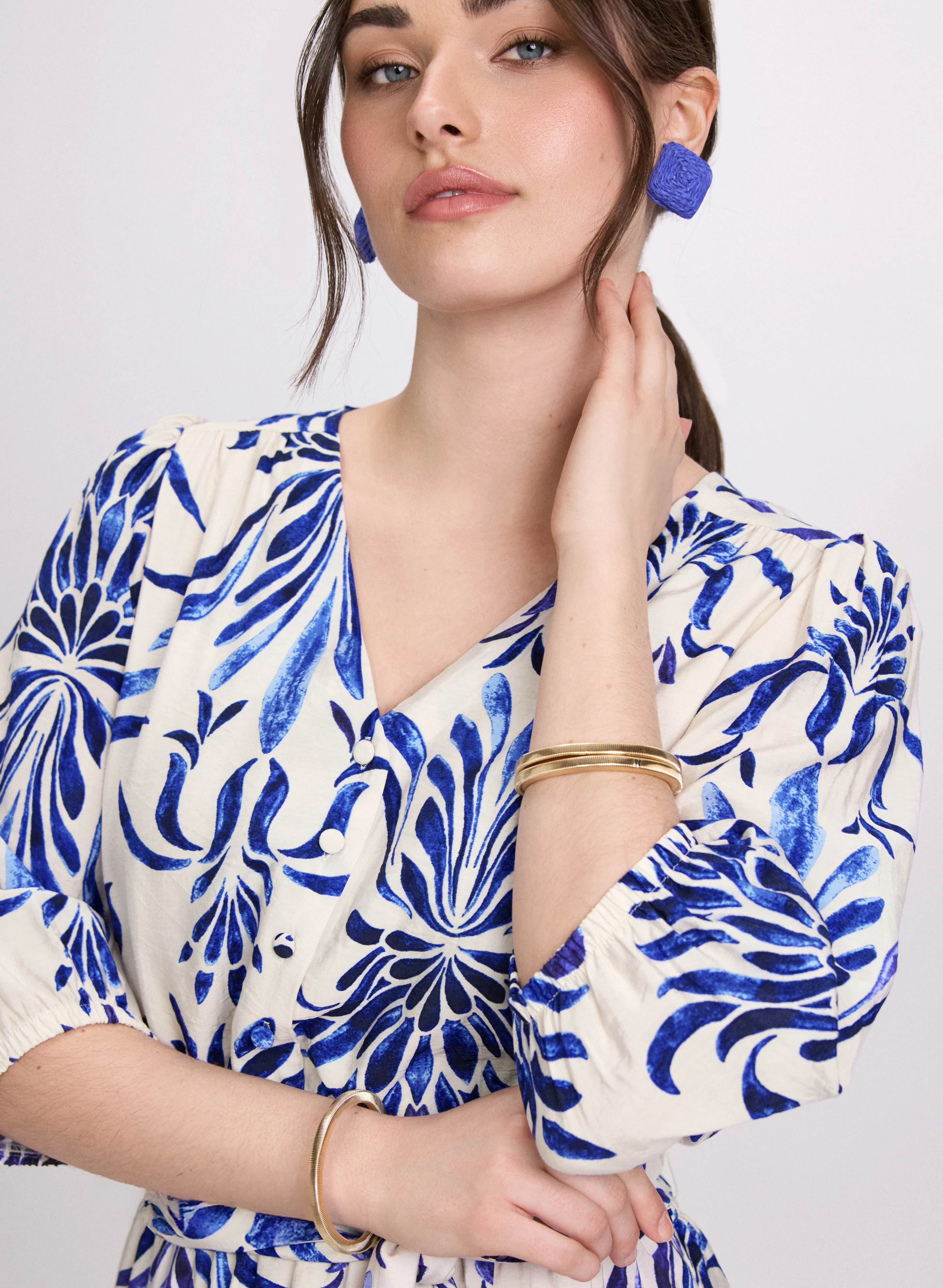 Printed Elbow Sleeve Dress - Image 5