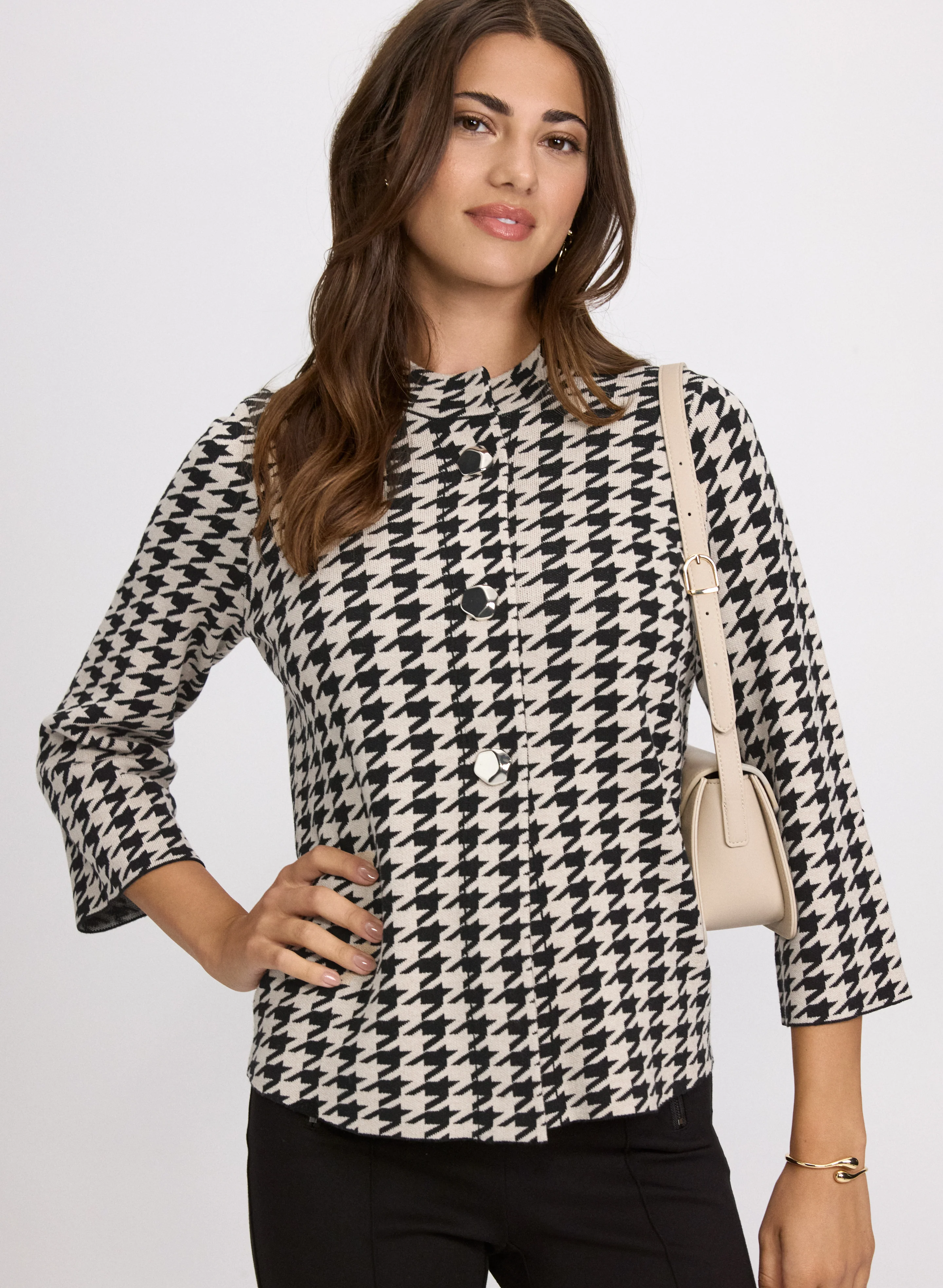 Printed Jacquard Knit Cardigan