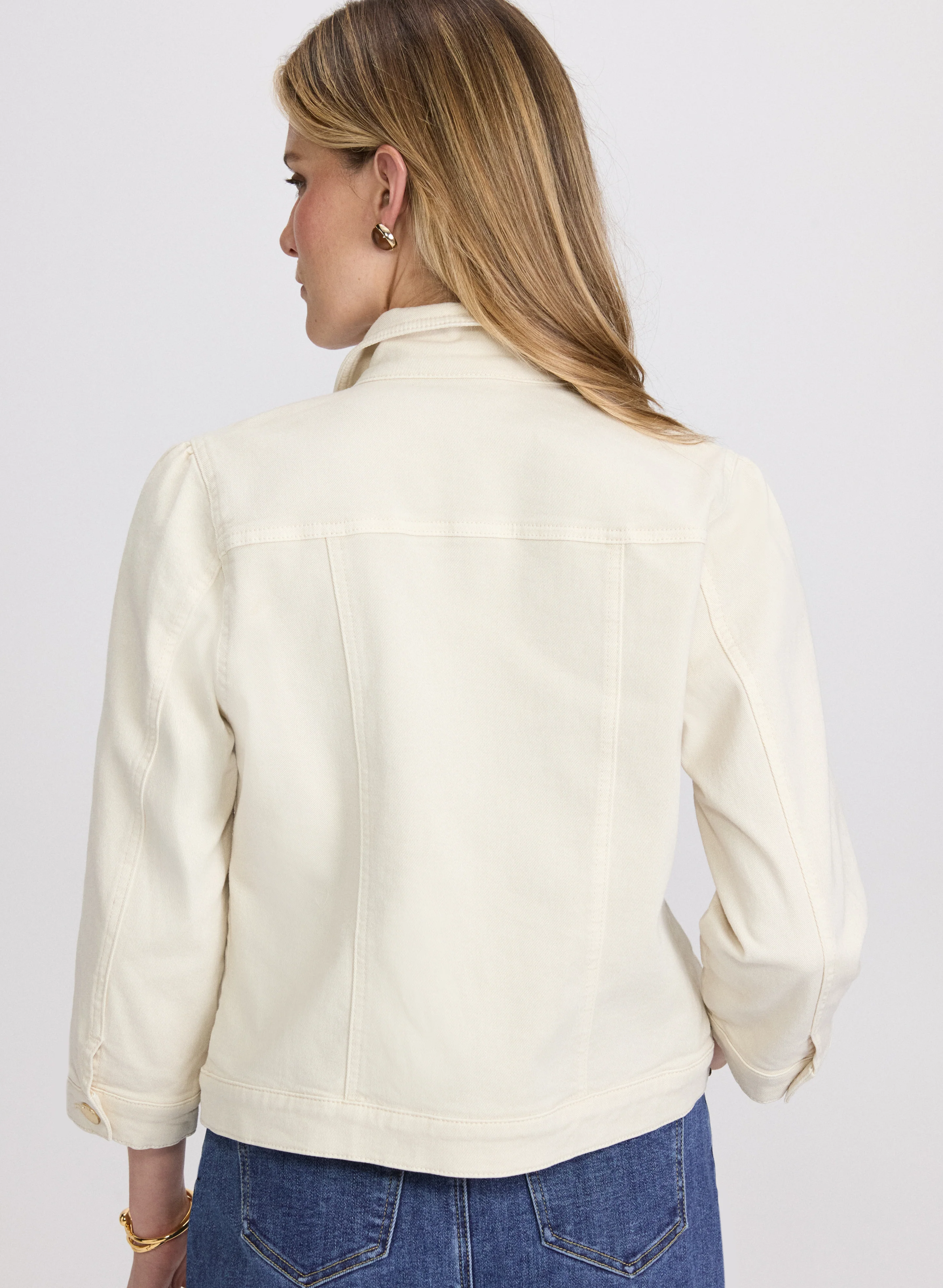 Puff Sleeve Denim Jacket - Image 3
