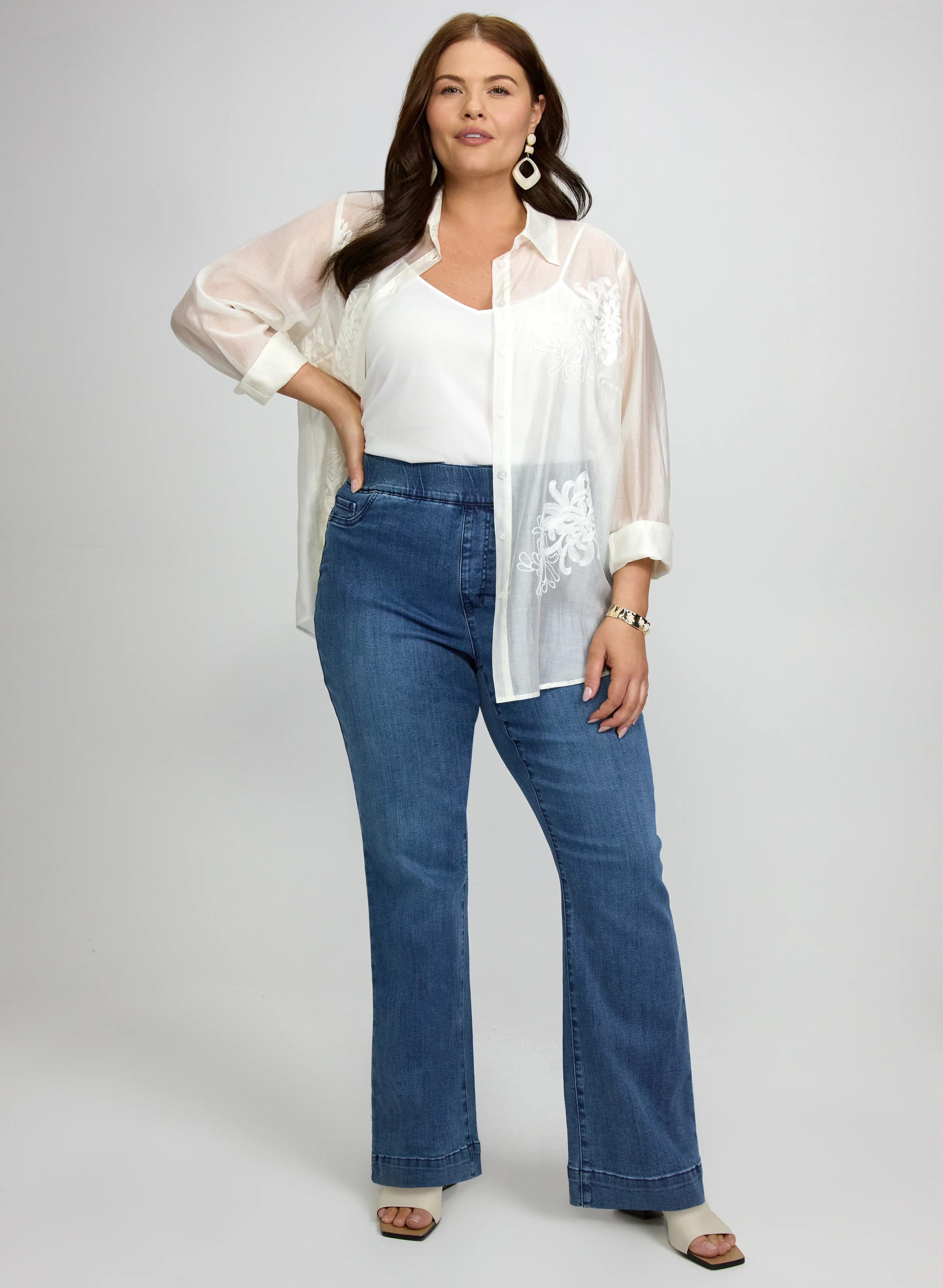 Pull-On Flare-Leg Jeans - Image 3