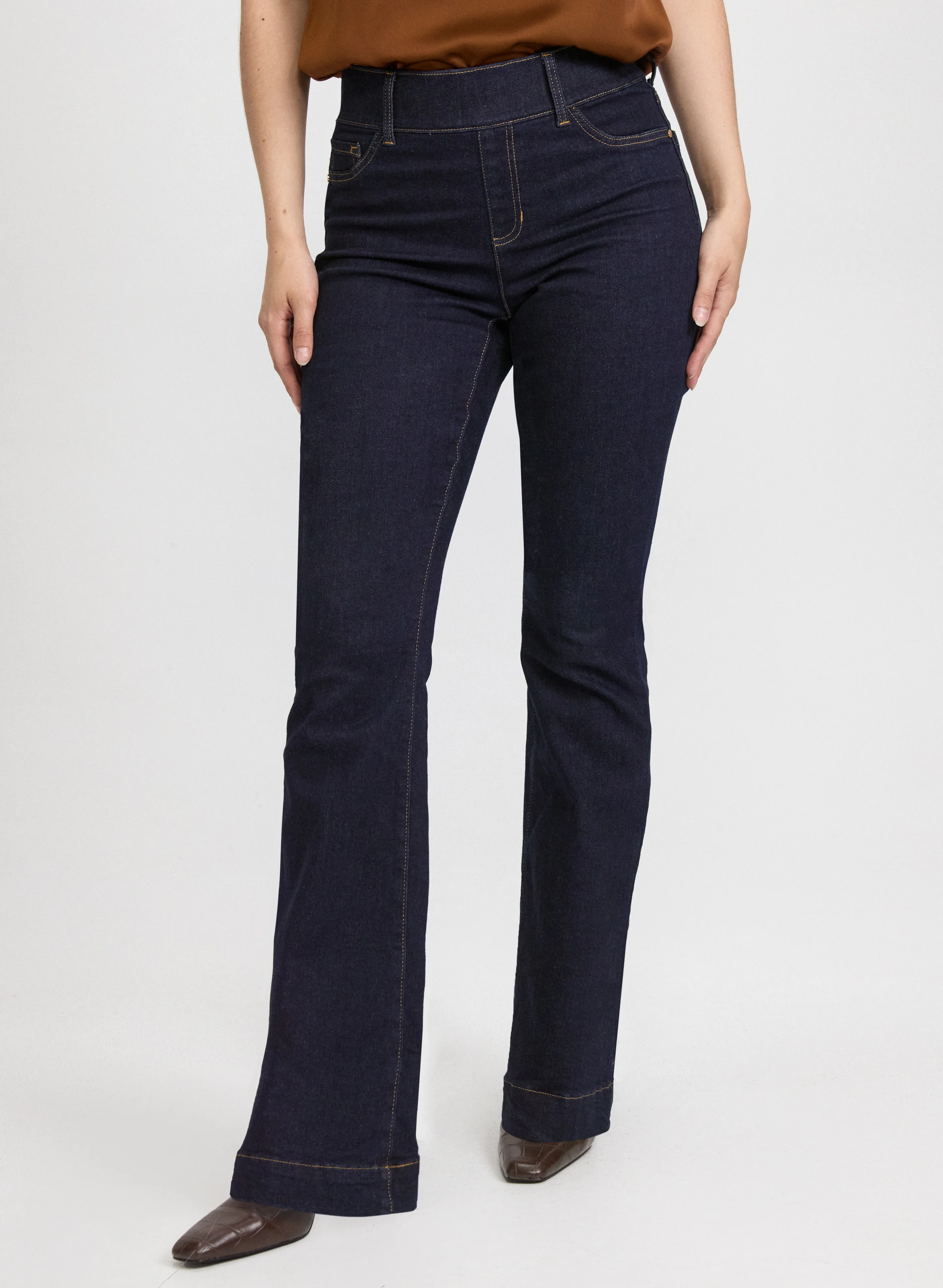 Pull-On Flare-Leg Jeans