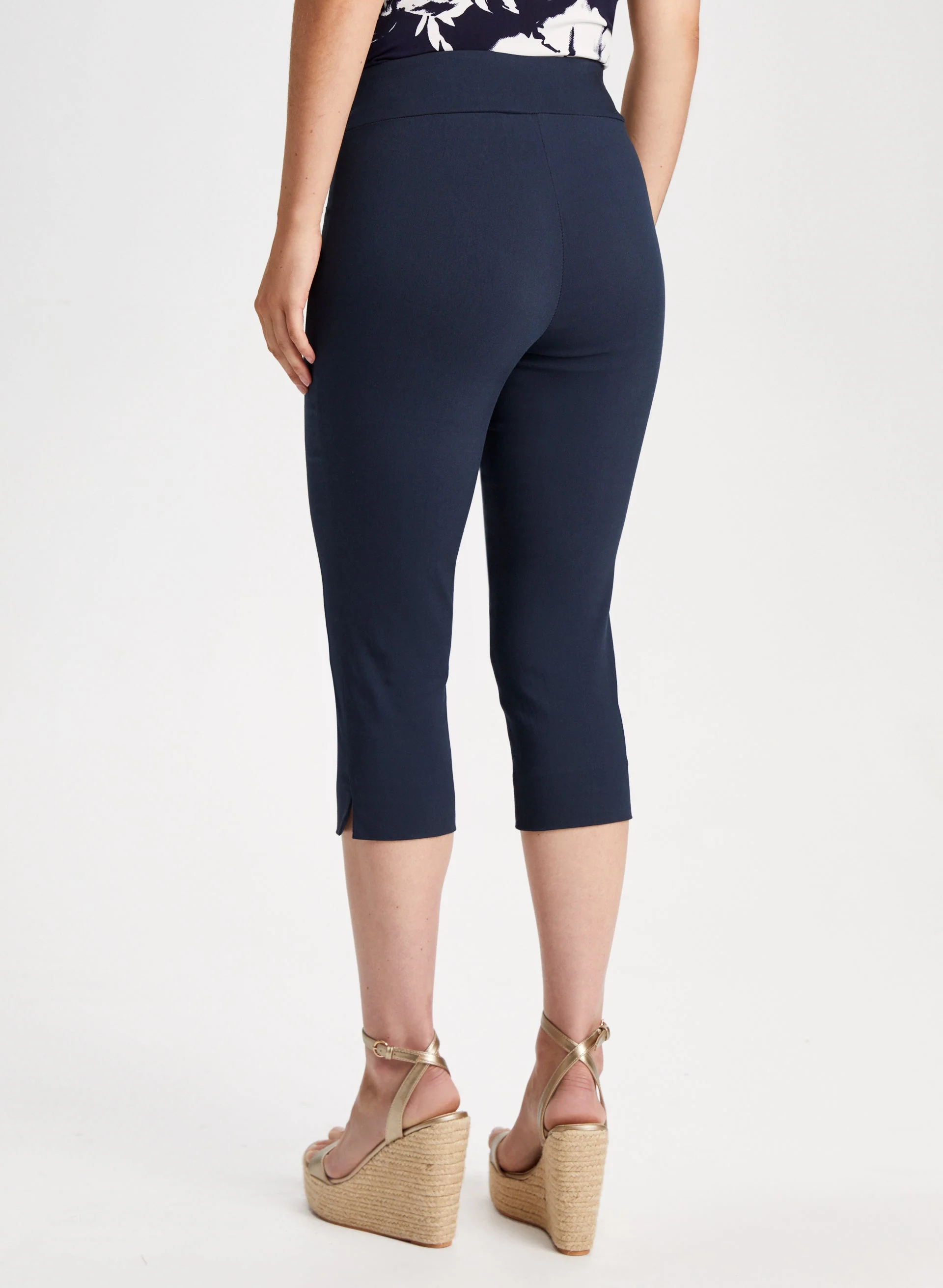 Pull-On Slit Detail Capris - Image 2