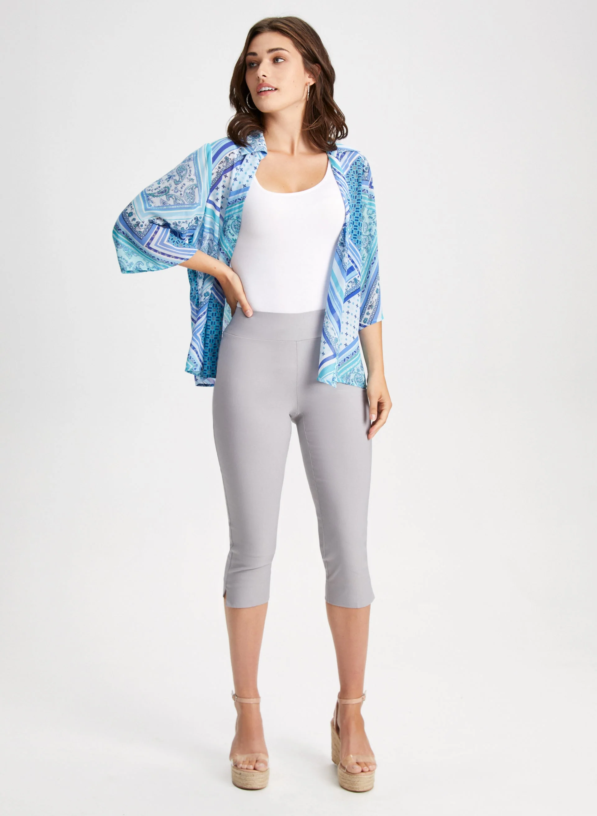 Pull-On Slit Detail Capris - Image 3