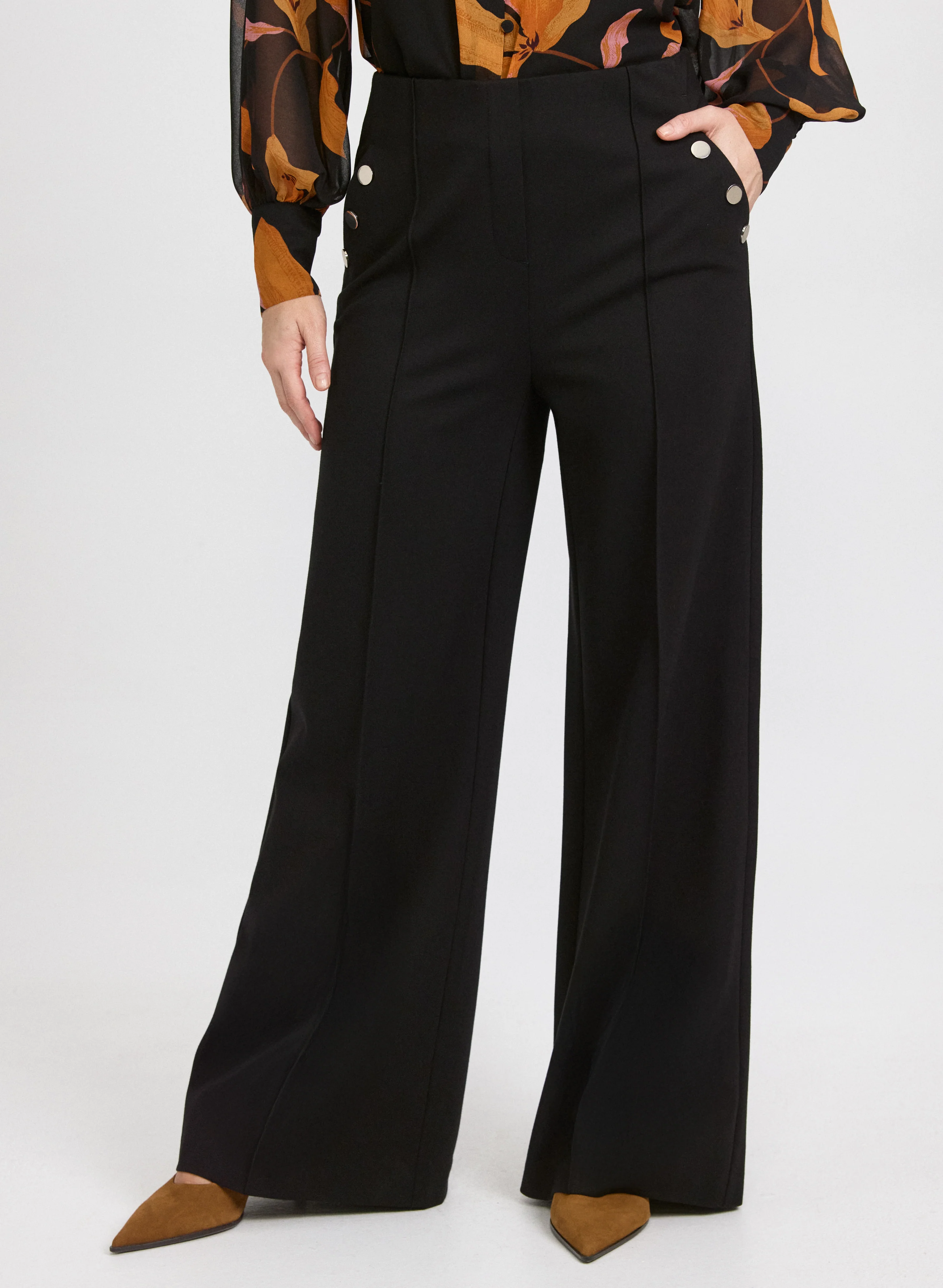 Pull-On Wide-Leg Pants