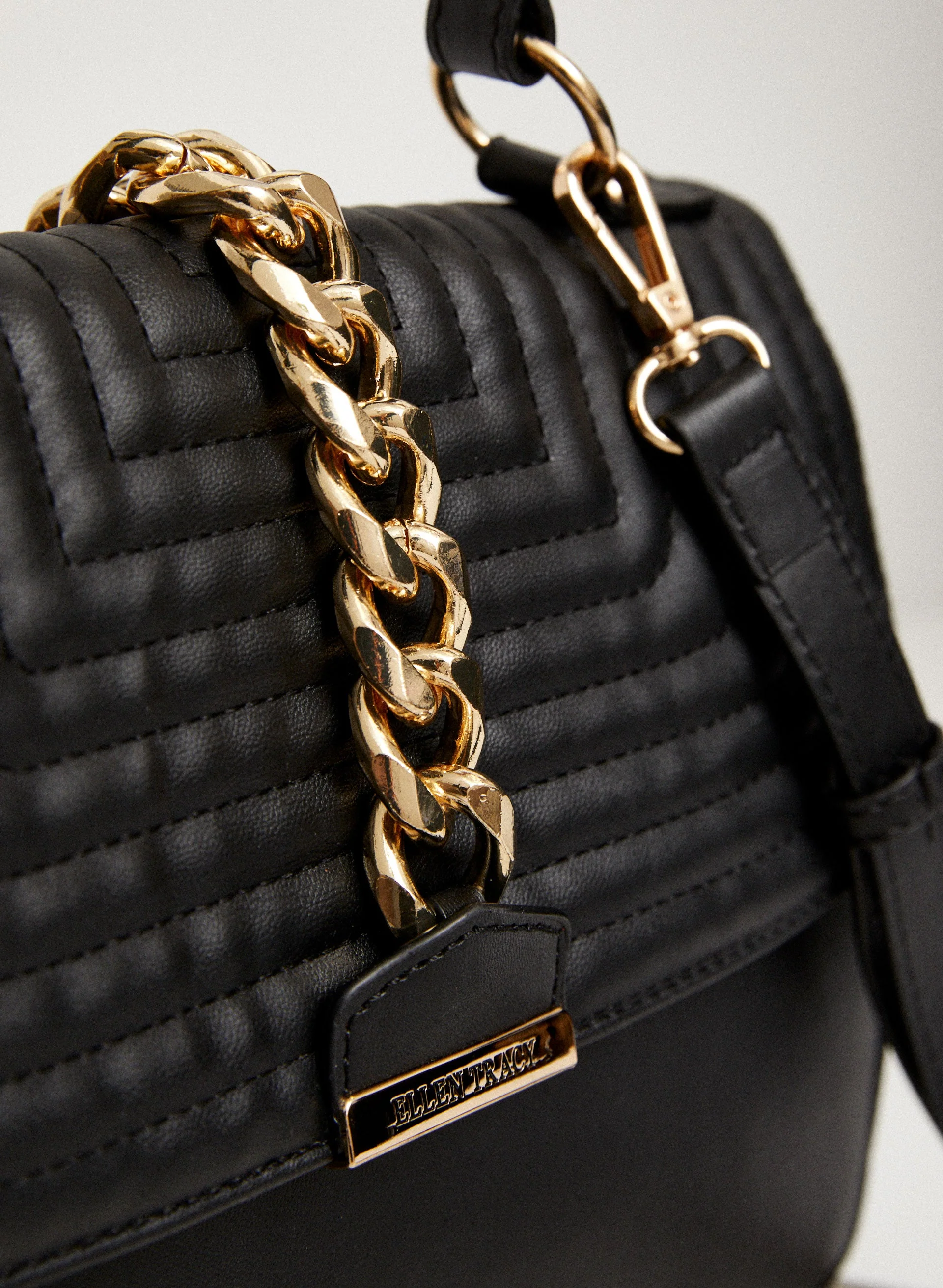 Quilted Chain Detail Satchel - Image 3