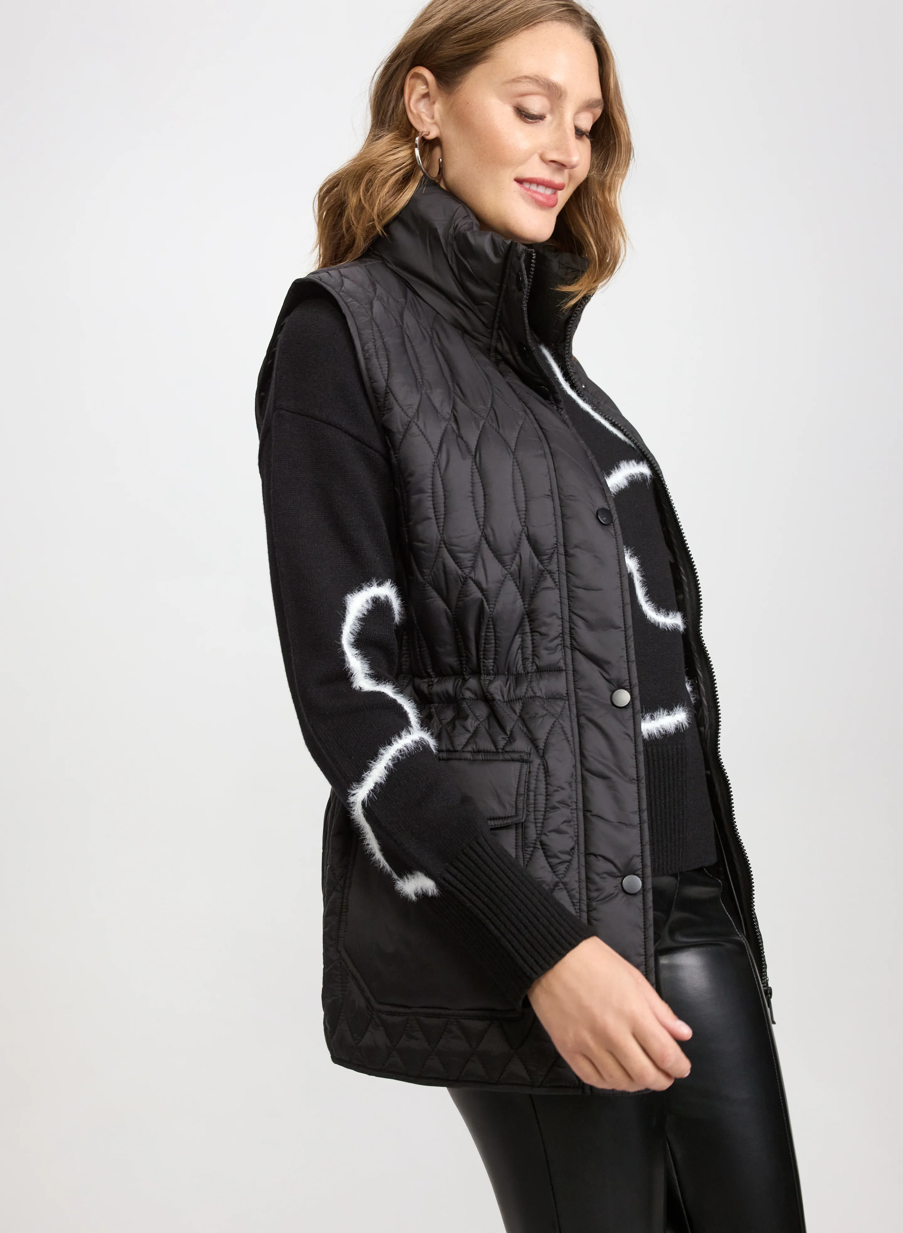 Quilted Drawstring Waist Vest - Image 2