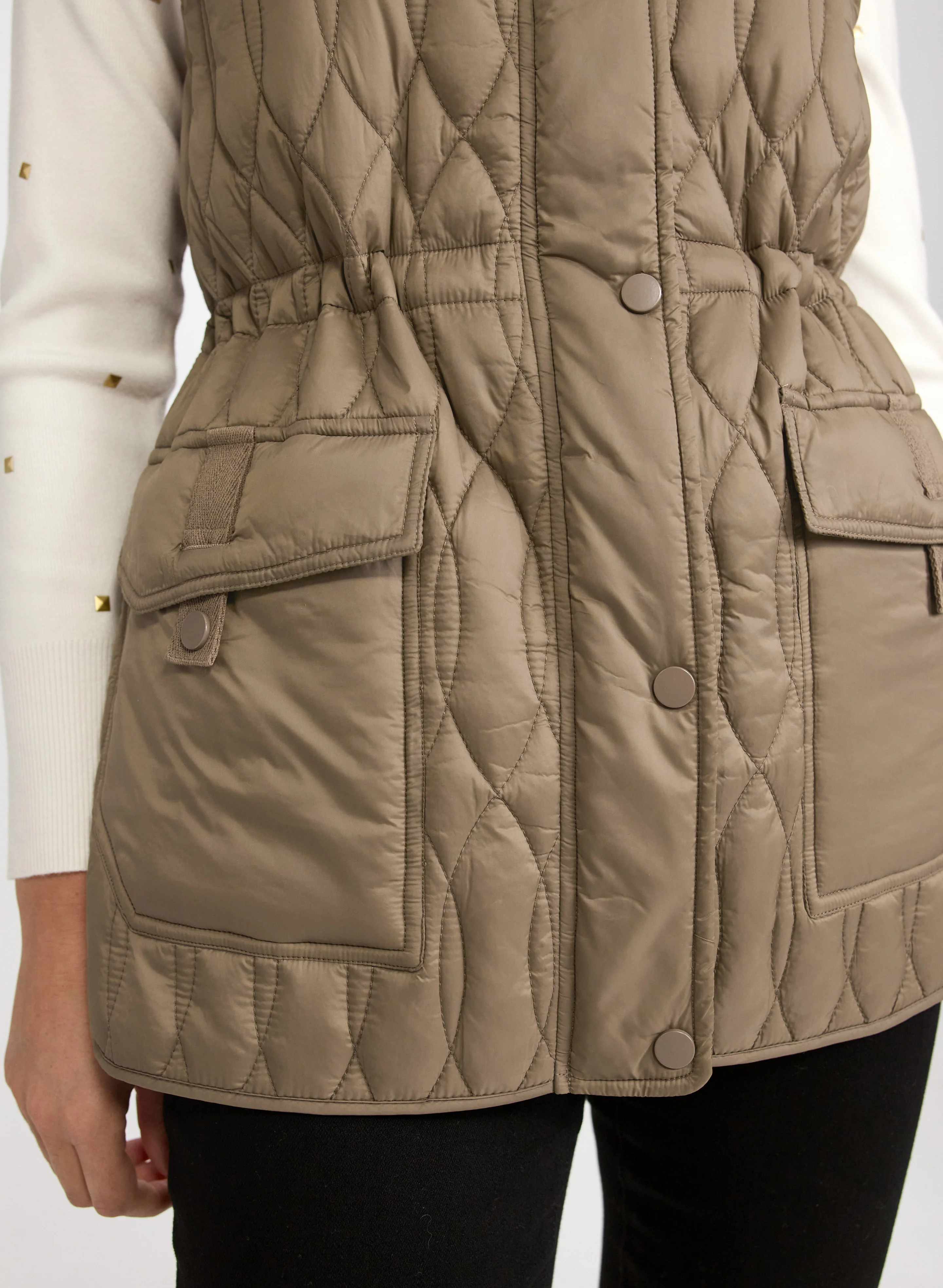 Quilted Drawstring Waist Vest - Image 8